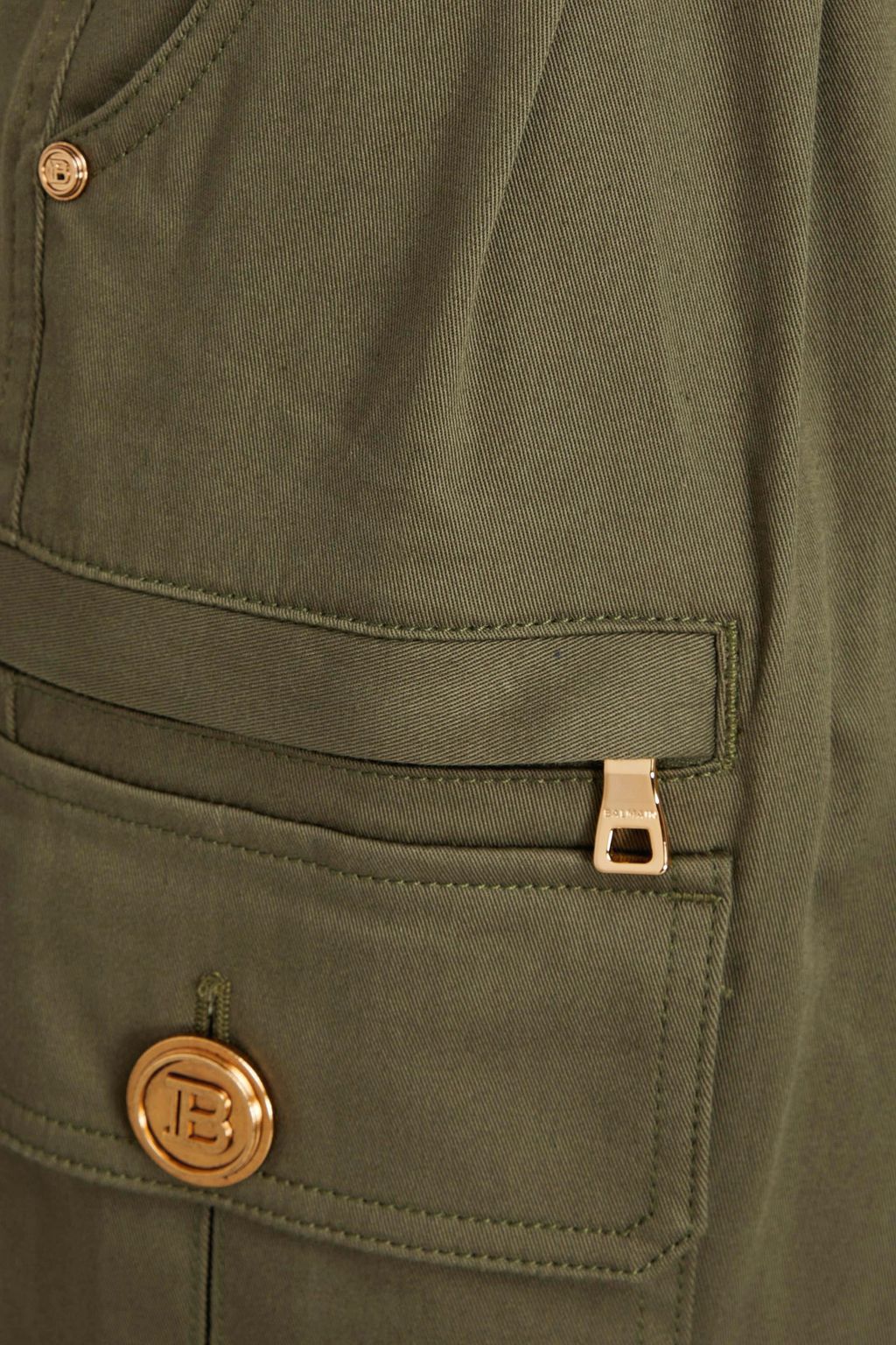 BALMAIN Cropped pleated cotton-blend twill cargo pants