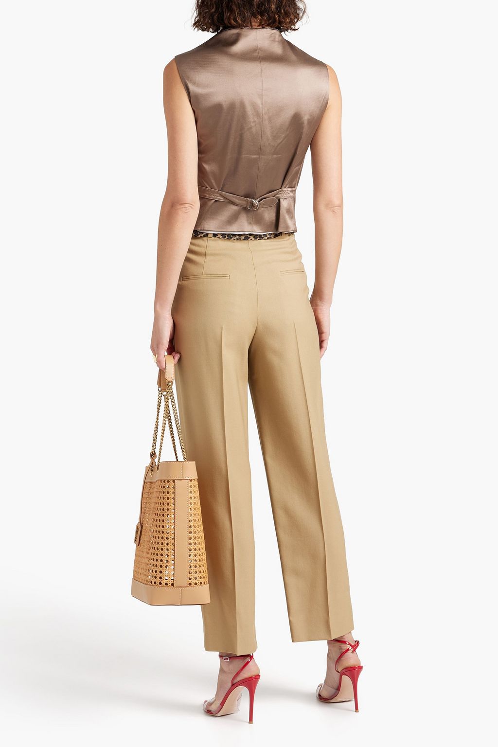 SAINT LAURENT Belted wool-twill straight-leg pants