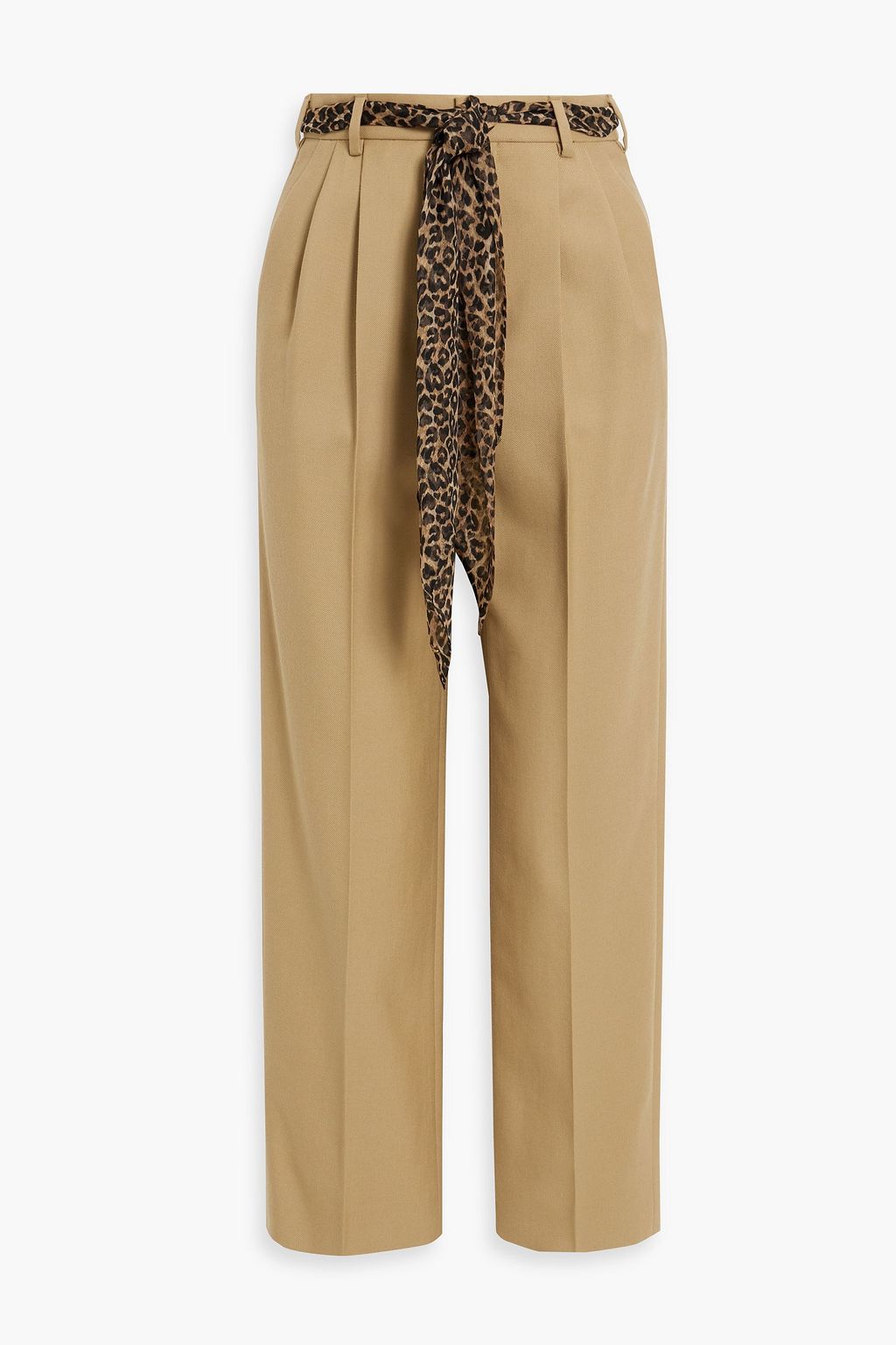 SAINT LAURENT Belted wool-twill straight-leg pants | THE OUTNET