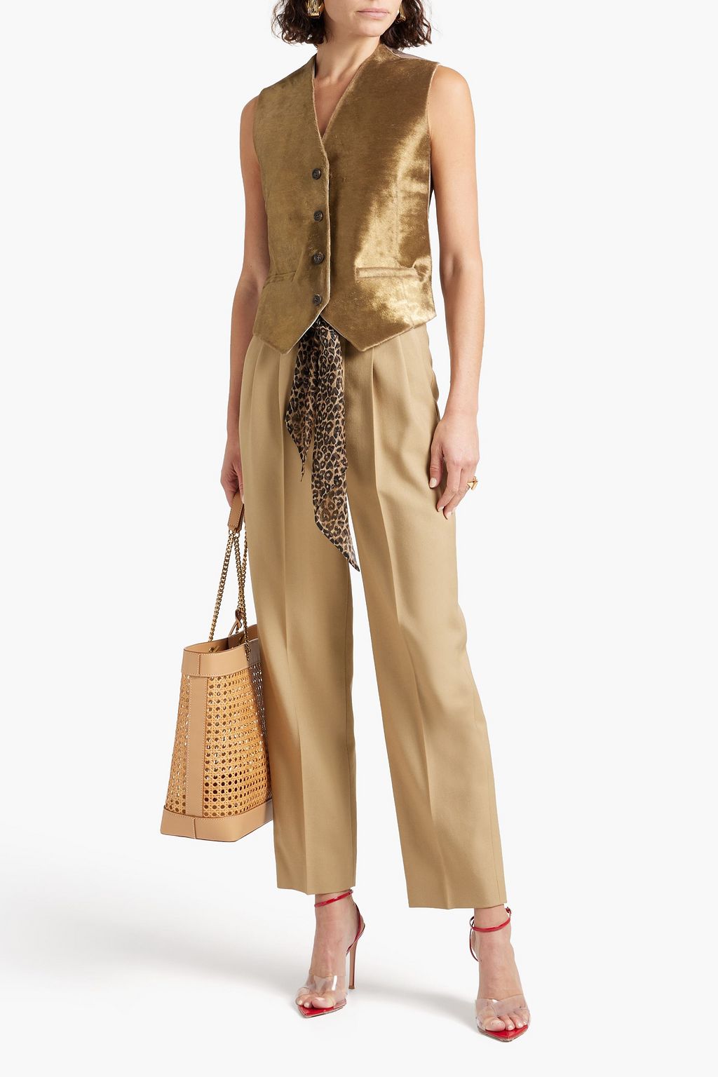 SAINT LAURENT Belted wool-twill straight-leg pants
