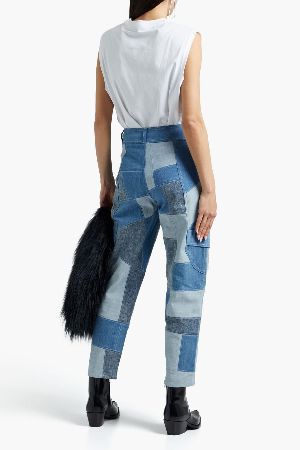 STELLA MCCARTNEY Patchwork high-rise tapered jeans
