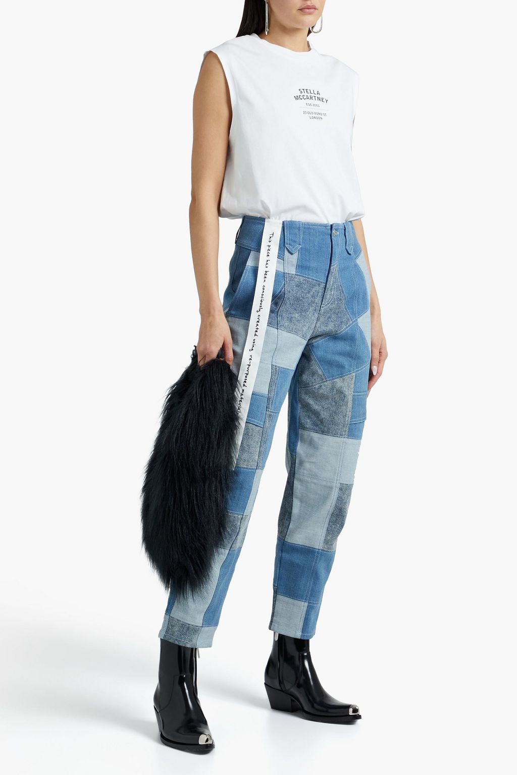 STELLA MCCARTNEY Patchwork high-rise tapered jeans