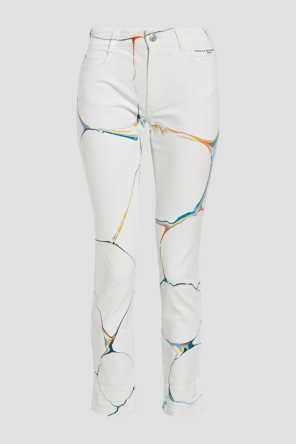 Stella Mccartney Printed Mid-rise Skinny Jeans In White