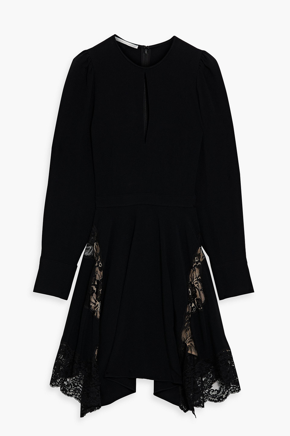 Stella Mccartney Celeste Lace-paneled Crepe Dress In Black