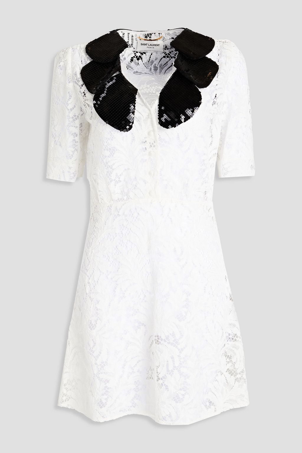 SAINT LAURENT Embellished cotton-blend corded lace mini dress | Sale up to  70% off | THE OUTNET