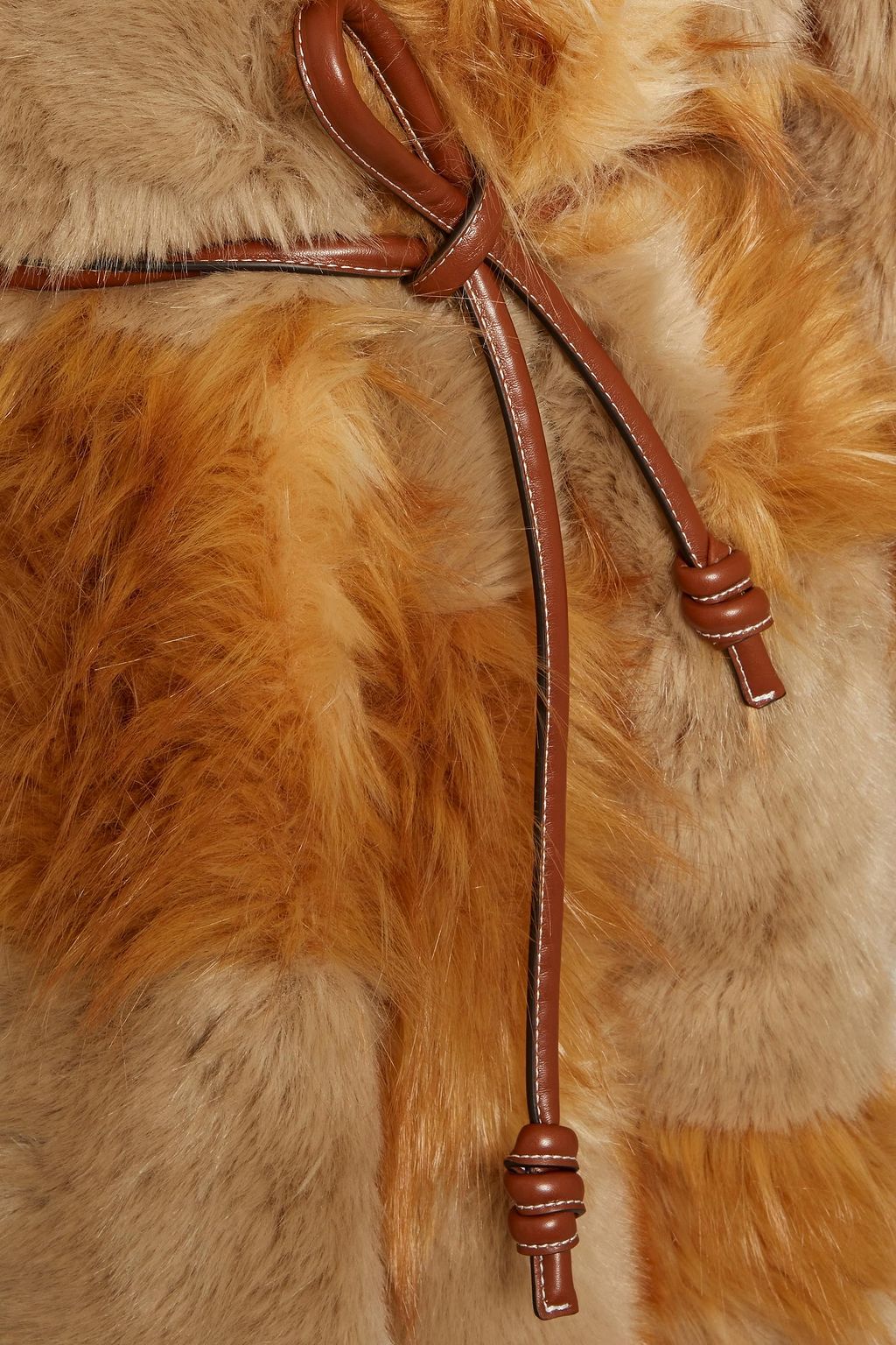 STELLA MCCARTNEY Belted patchwork faux fur coat
