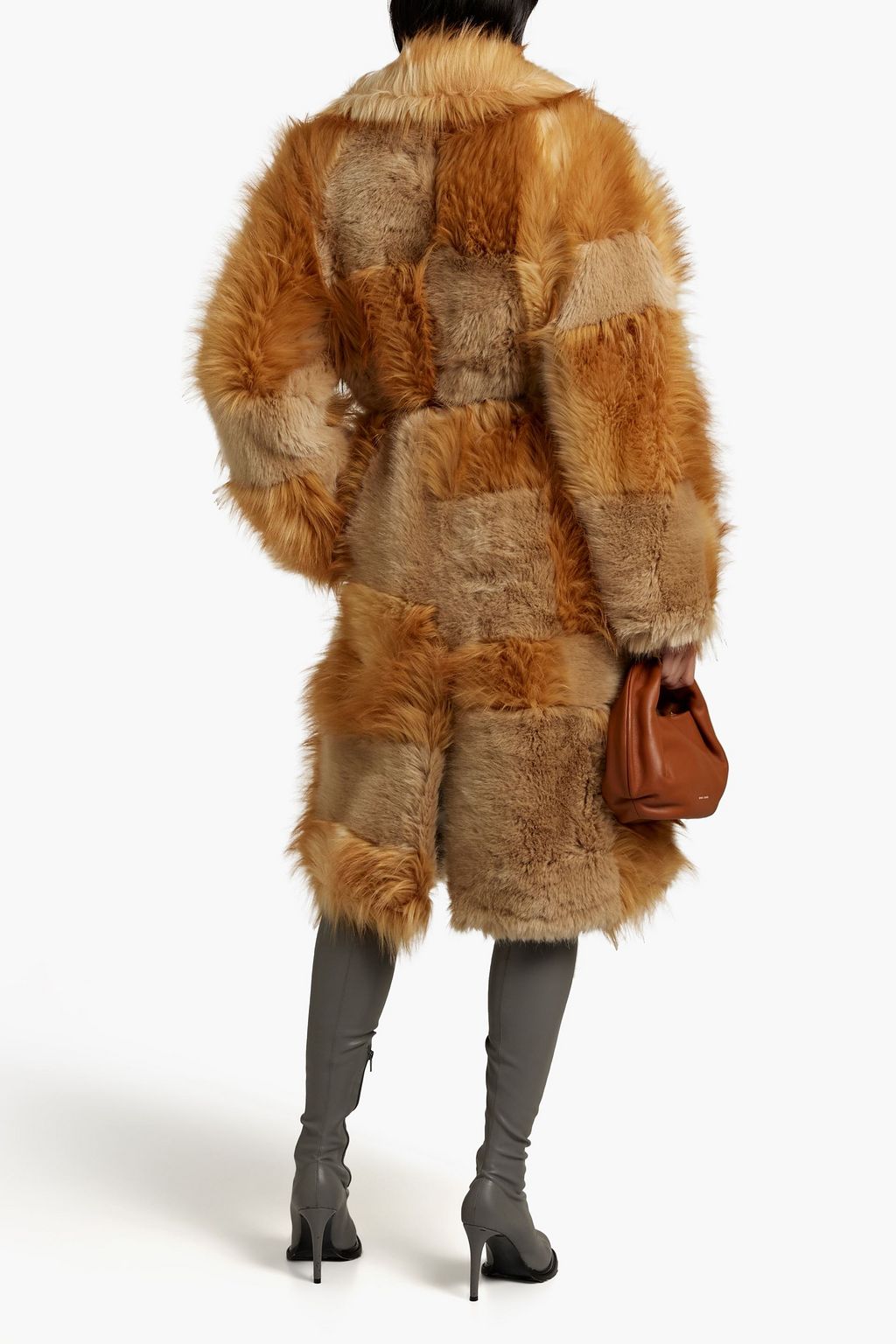 STELLA MCCARTNEY Belted patchwork faux fur coat