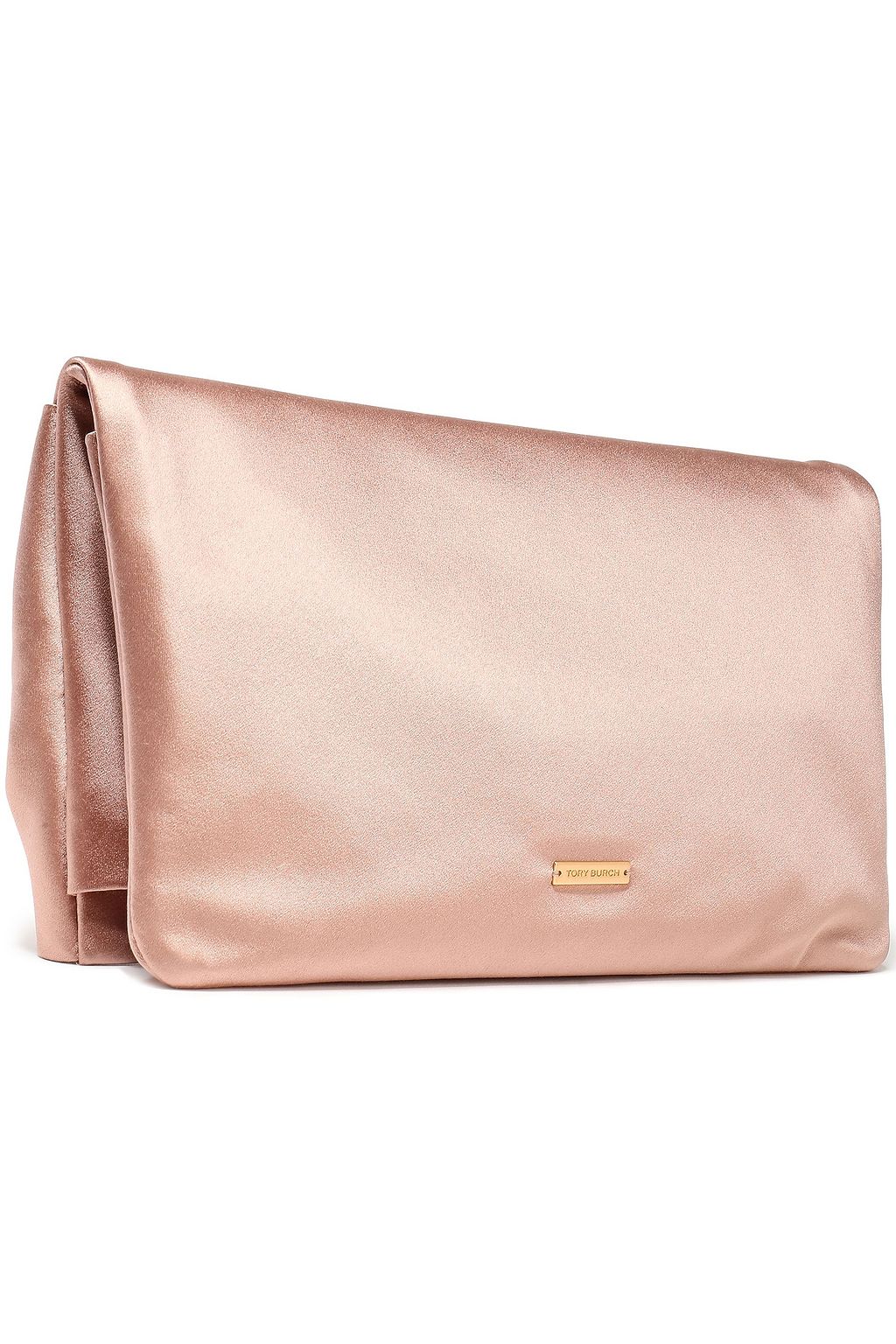 TORY BURCH Frayed bow-embellished satin clutch