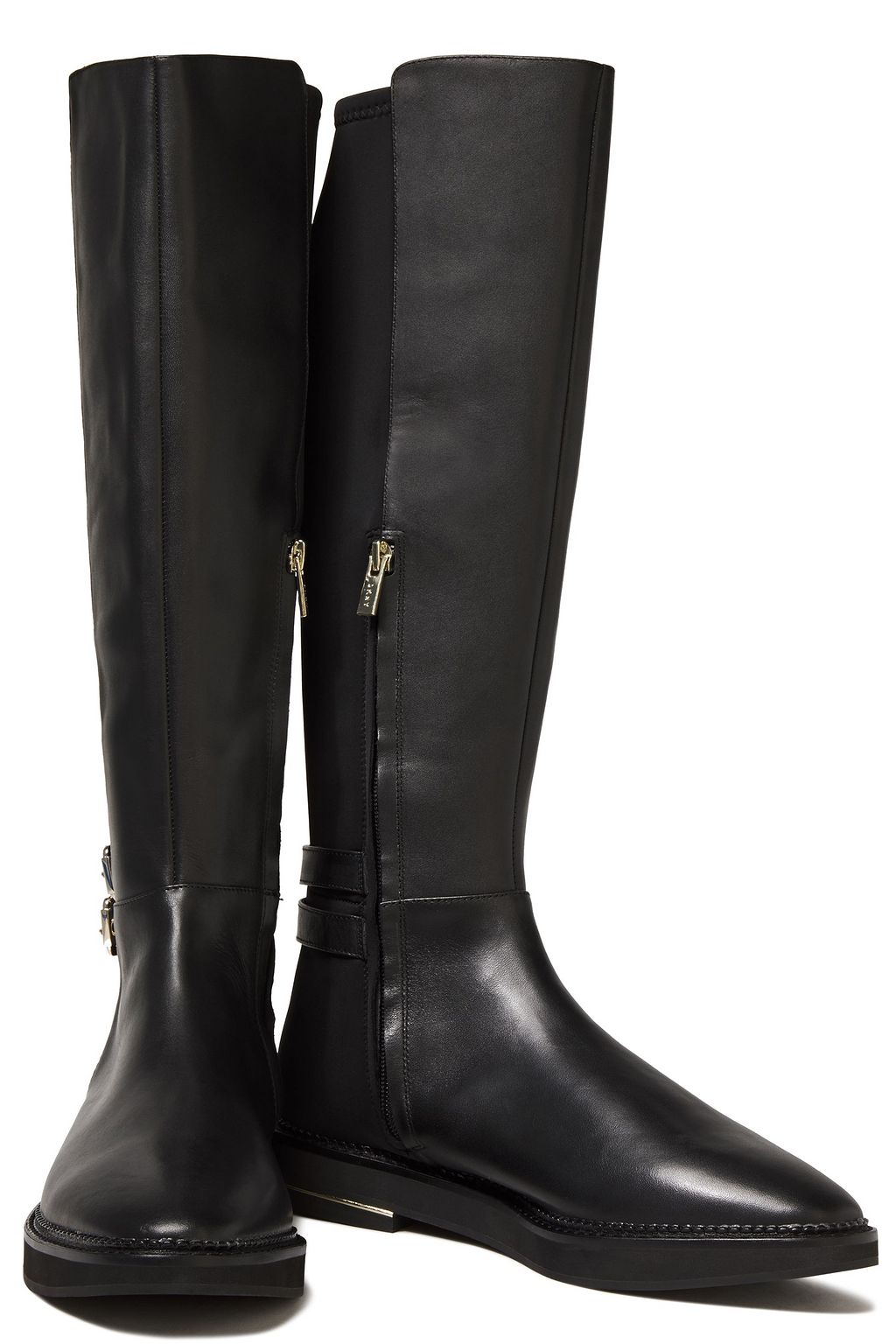 DKNY Lena buckled leather and scuba boots