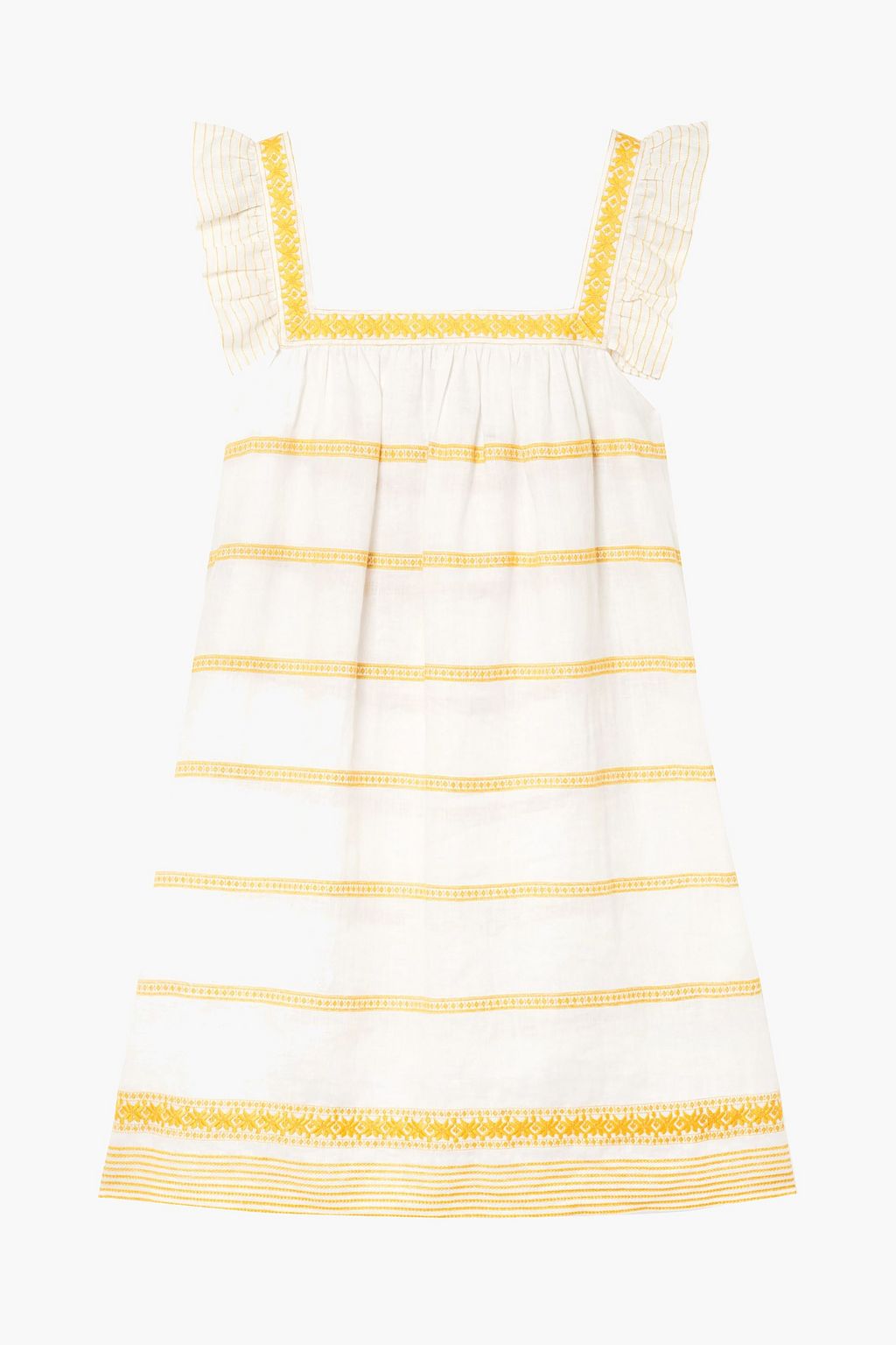 TORY BURCH Ruffle-trimmed embroidered linen and cotton-blend mini dress |  Sale up to 70% off | THE OUTNET