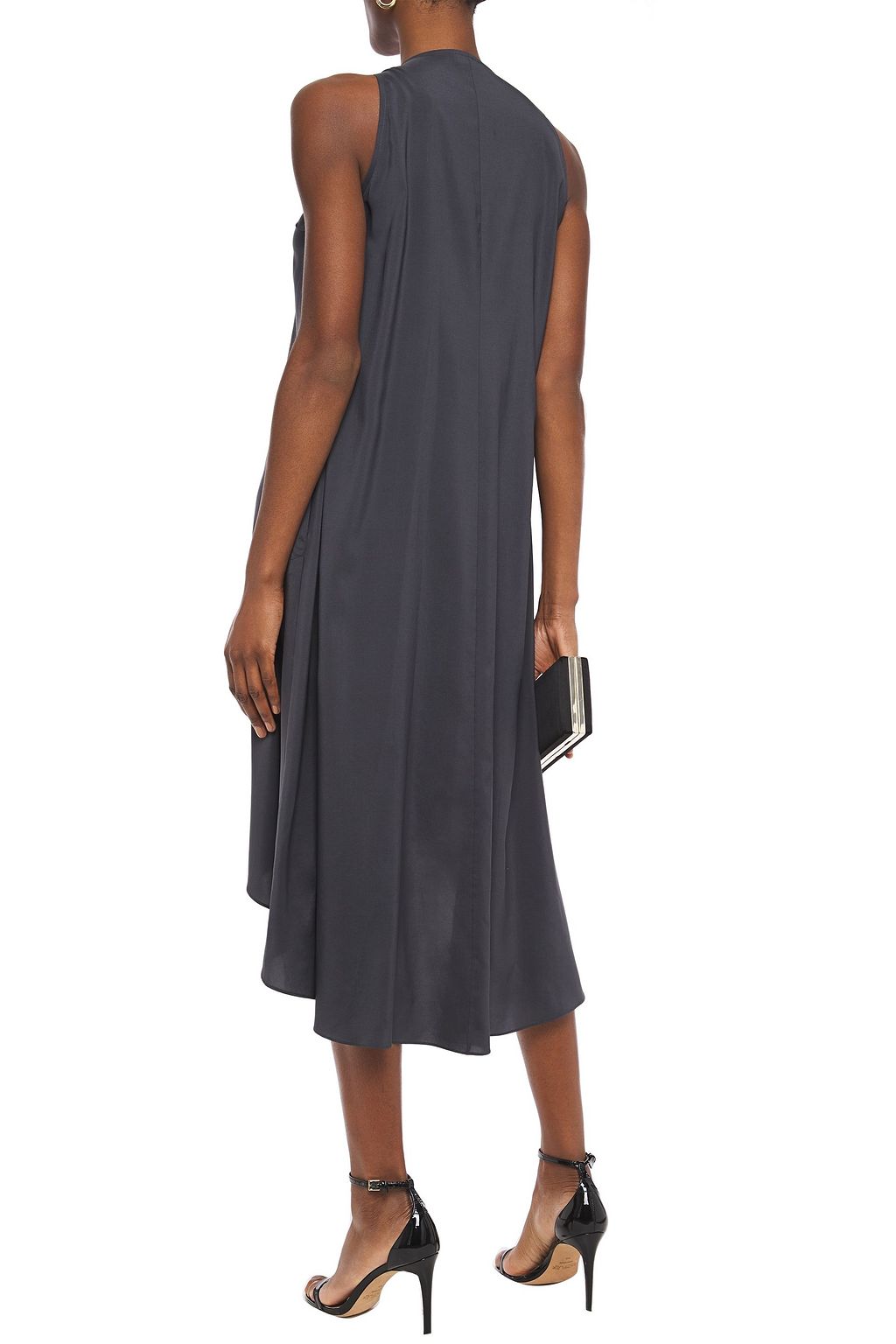BRUNELLO CUCINELLI Asymmetric bead and sequin-embellished silk-blend midi dress