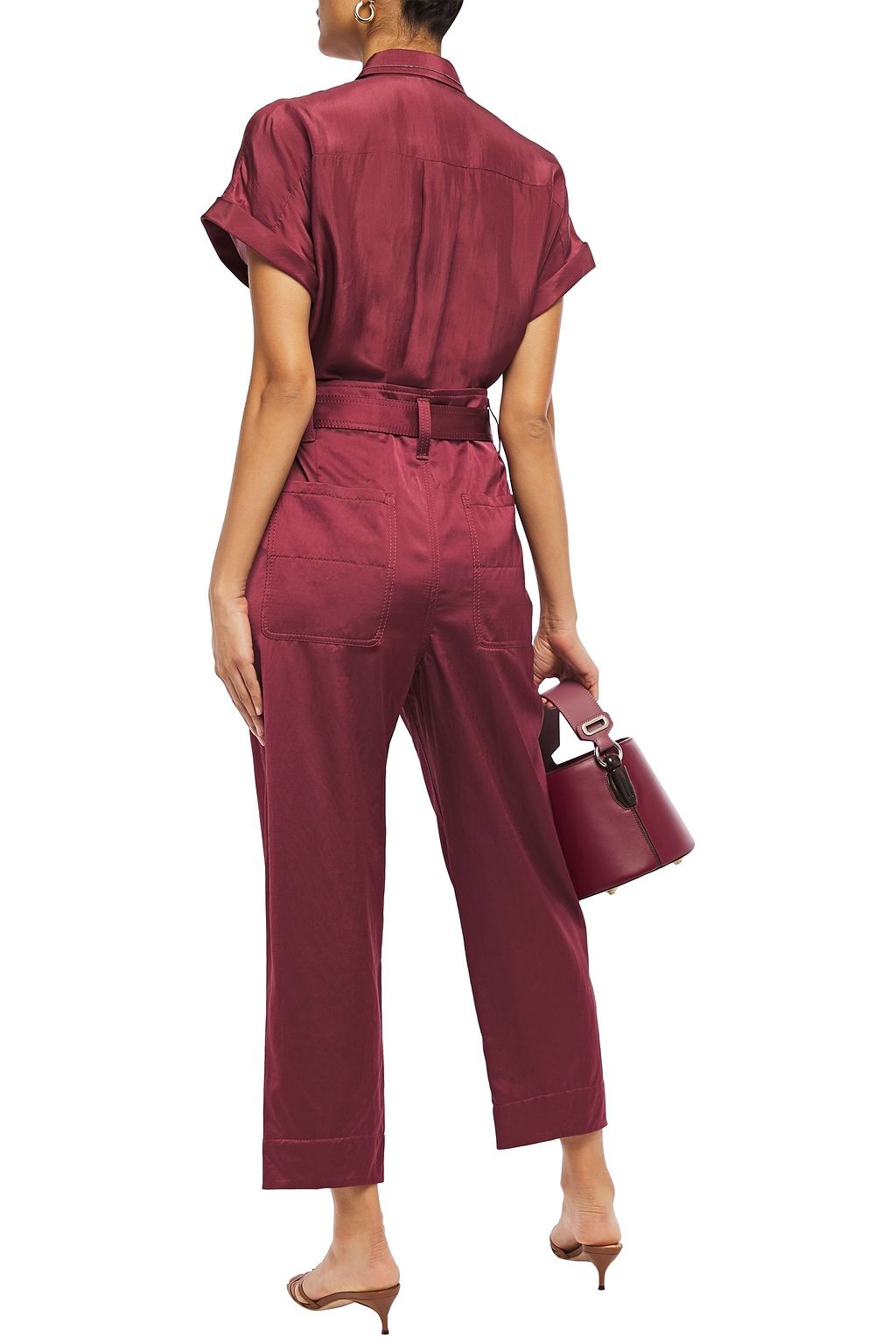 BRUNELLO CUCINELLI Belted sateen straight-leg pants
