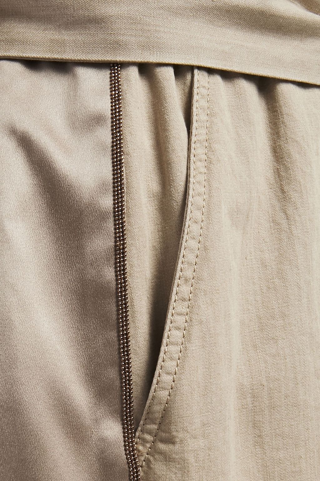 BRUNELLO CUCINELLI Satin-trimmed bead-embellished cotton jumpsuit