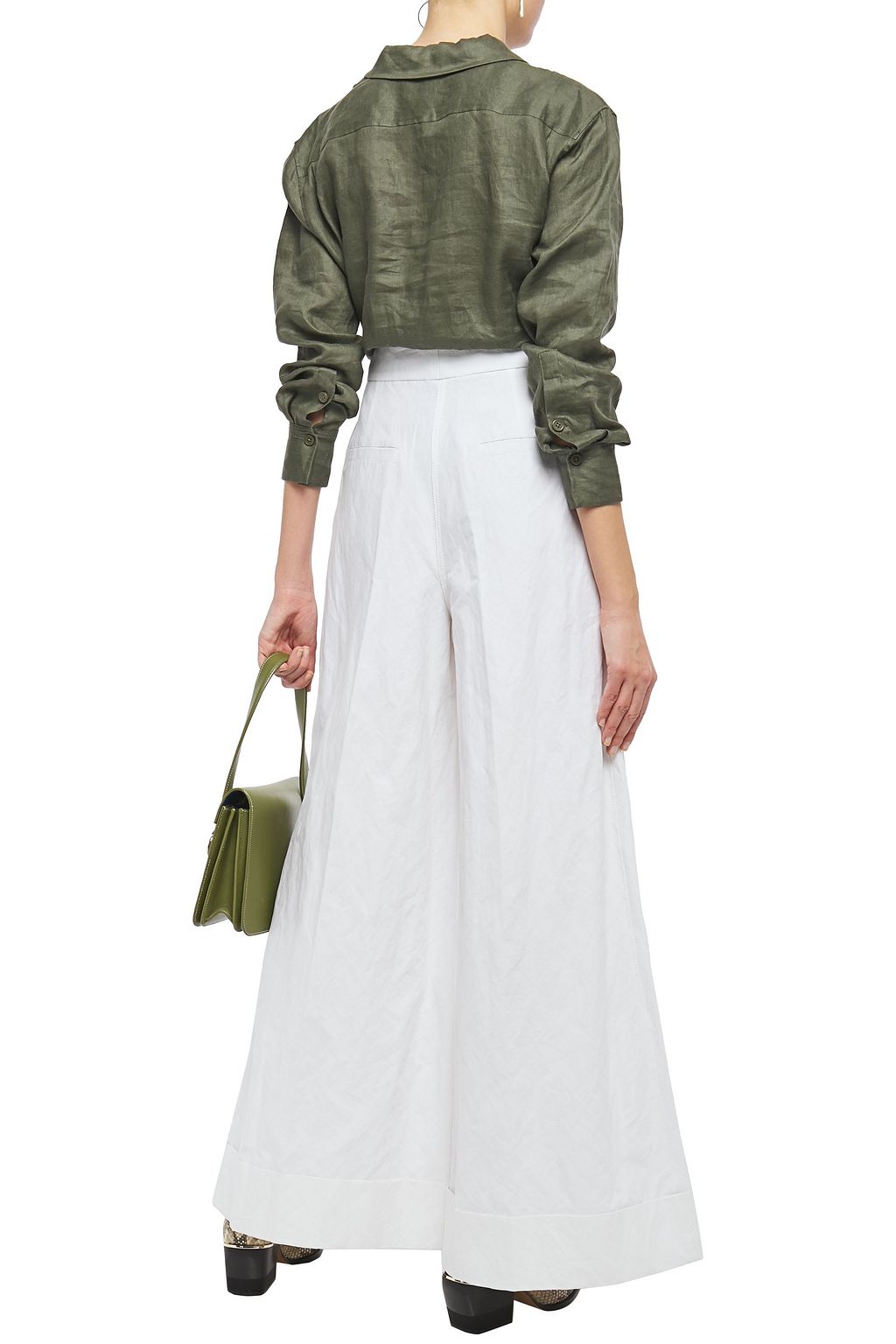 BRUNELLO CUCINELLI Cotton-blend sateen wide-leg pants