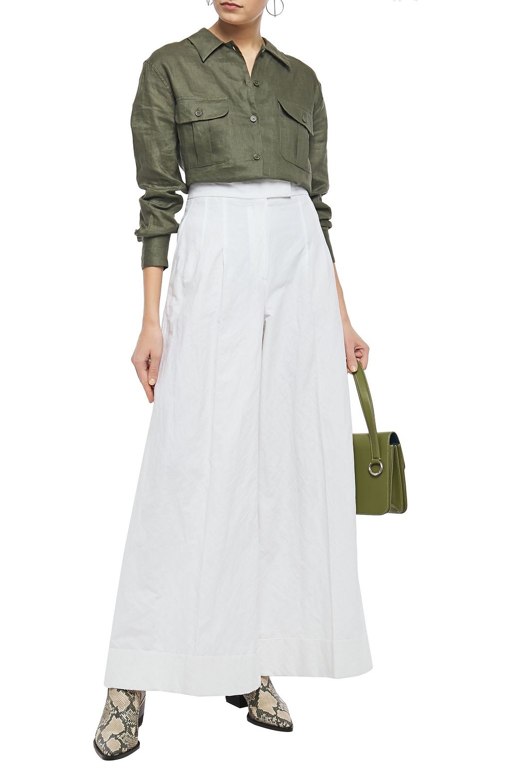 BRUNELLO CUCINELLI Cotton-blend sateen wide-leg pants
