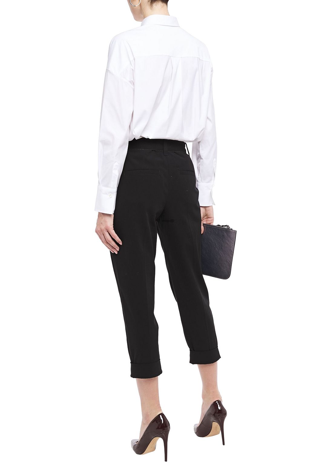 BRUNELLO CUCINELLI Cropped belted cotton-twill tapered pants