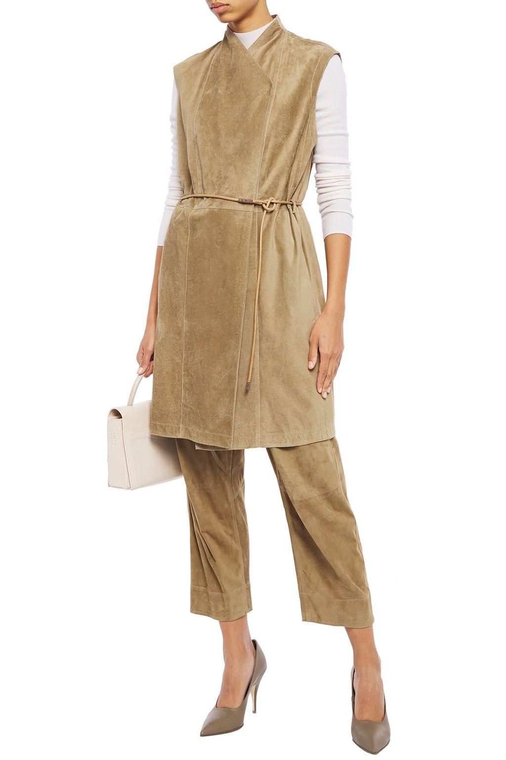 BRUNELLO CUCINELLI Bead-embellished suede vest