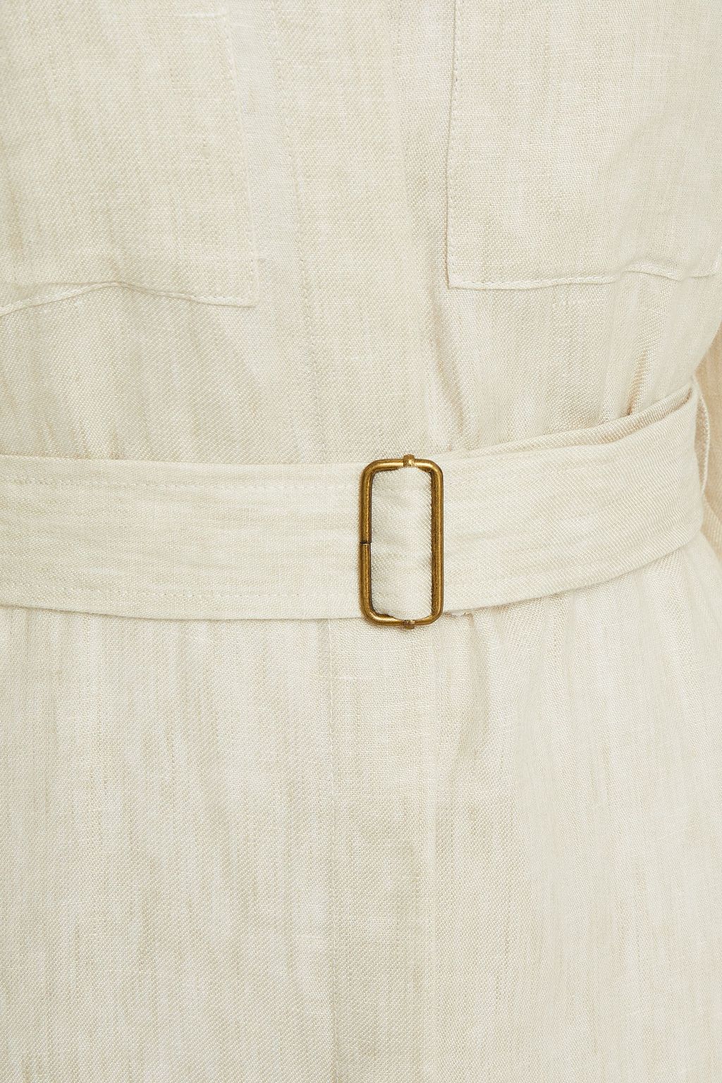 BONDI BORN Belted linen maxi shirt dress