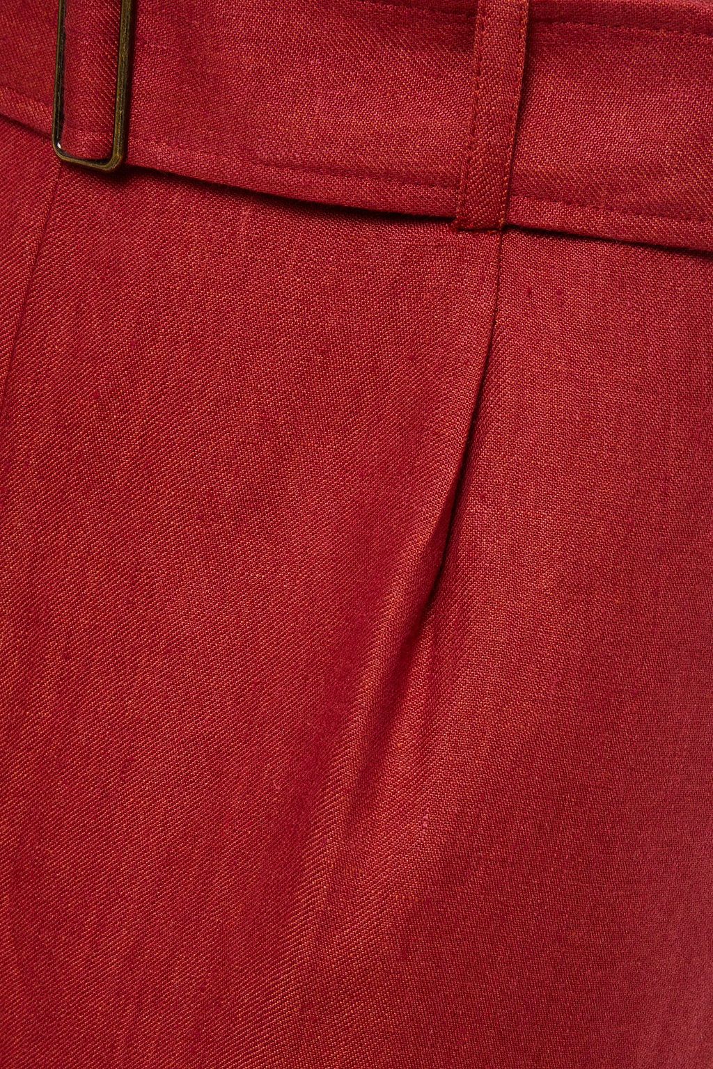 BONDI BORN Belted linen-twill wide-leg pants