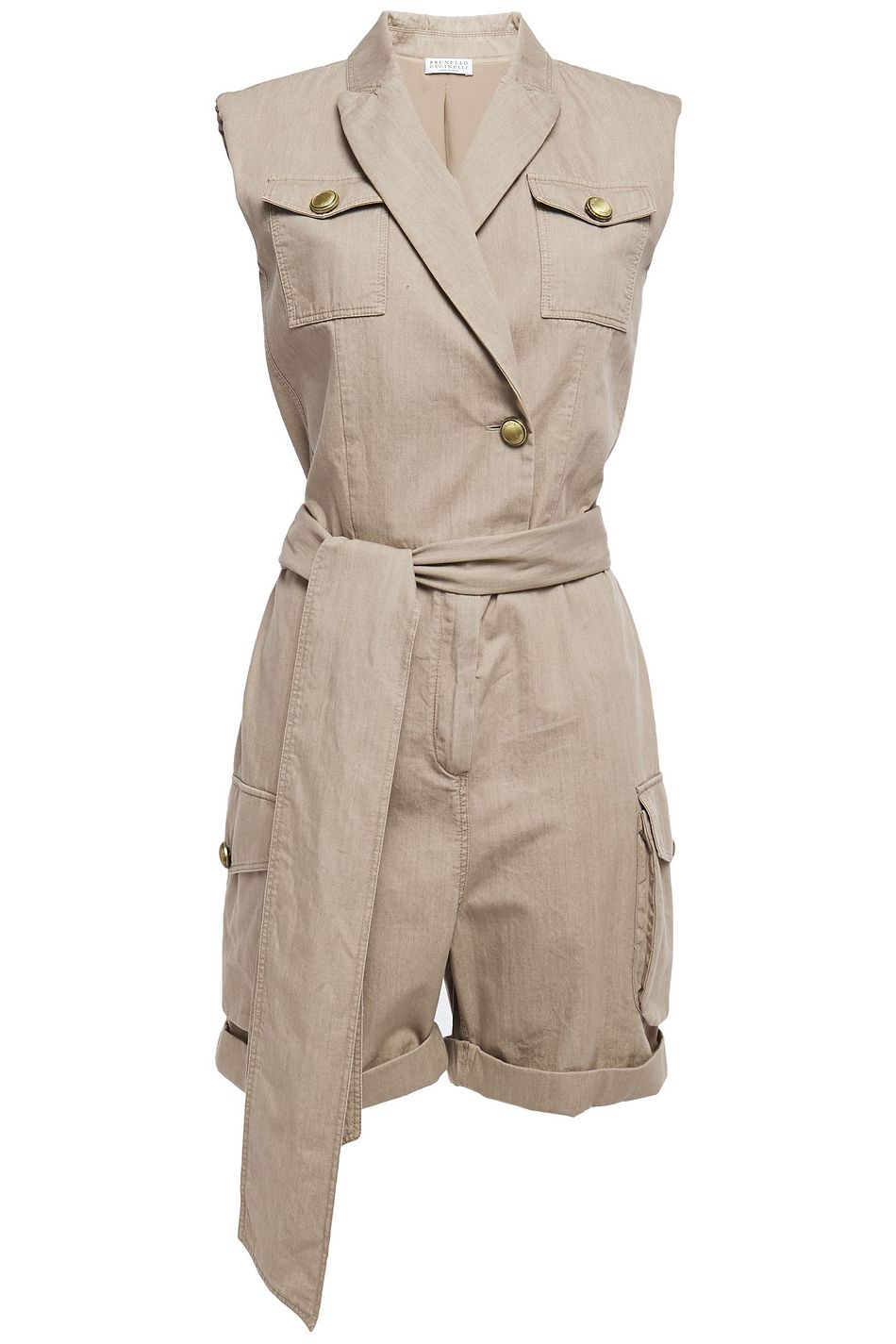 beige denim playsuit