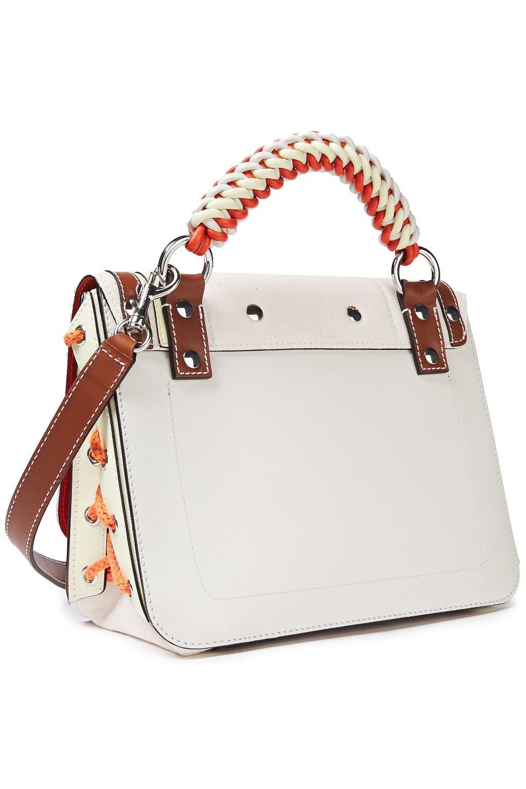 JW ANDERSON Disc lace-up canvas-paneled leather shoulder bag