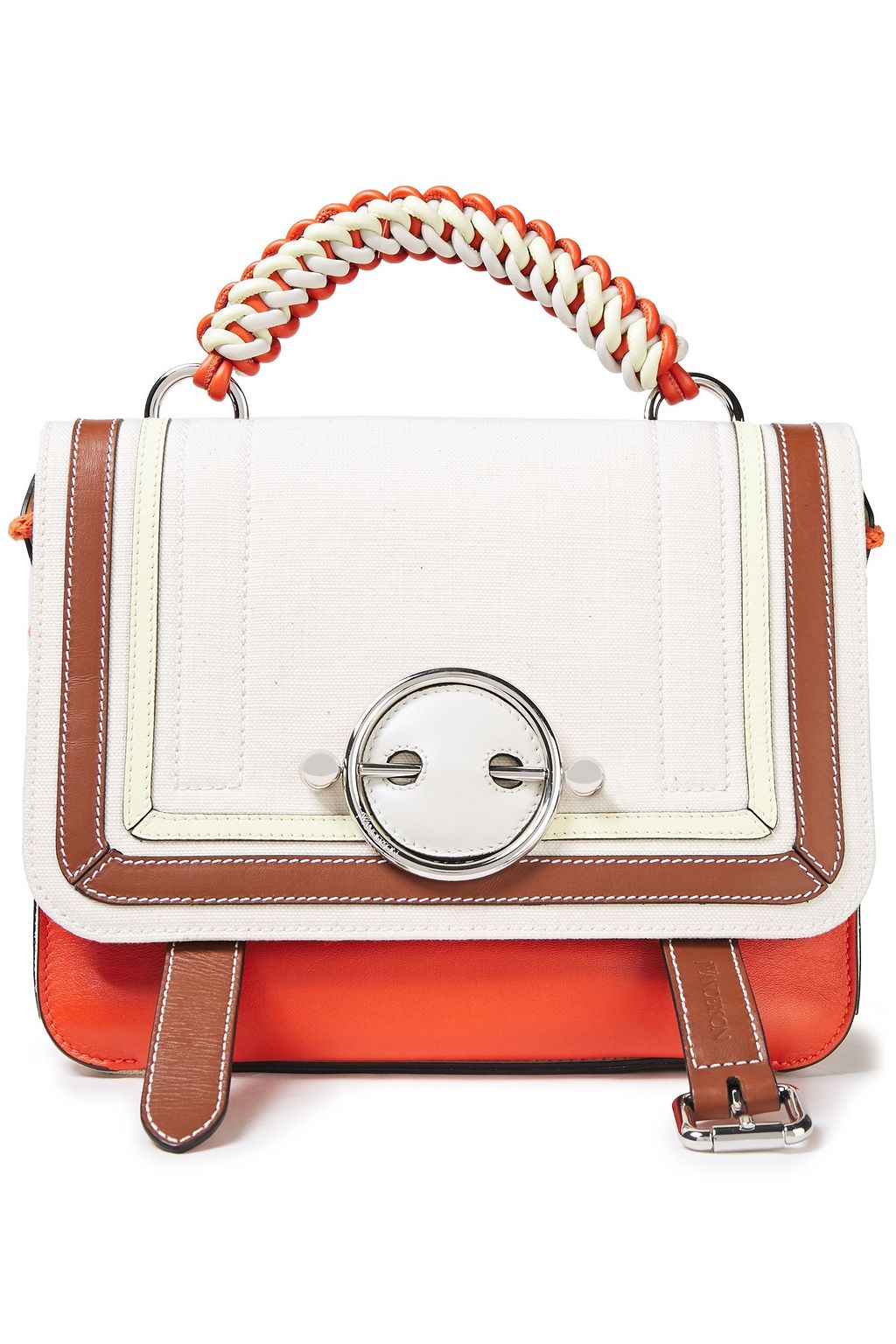 JW ANDERSON Disc lace-up canvas-paneled leather shoulder bag