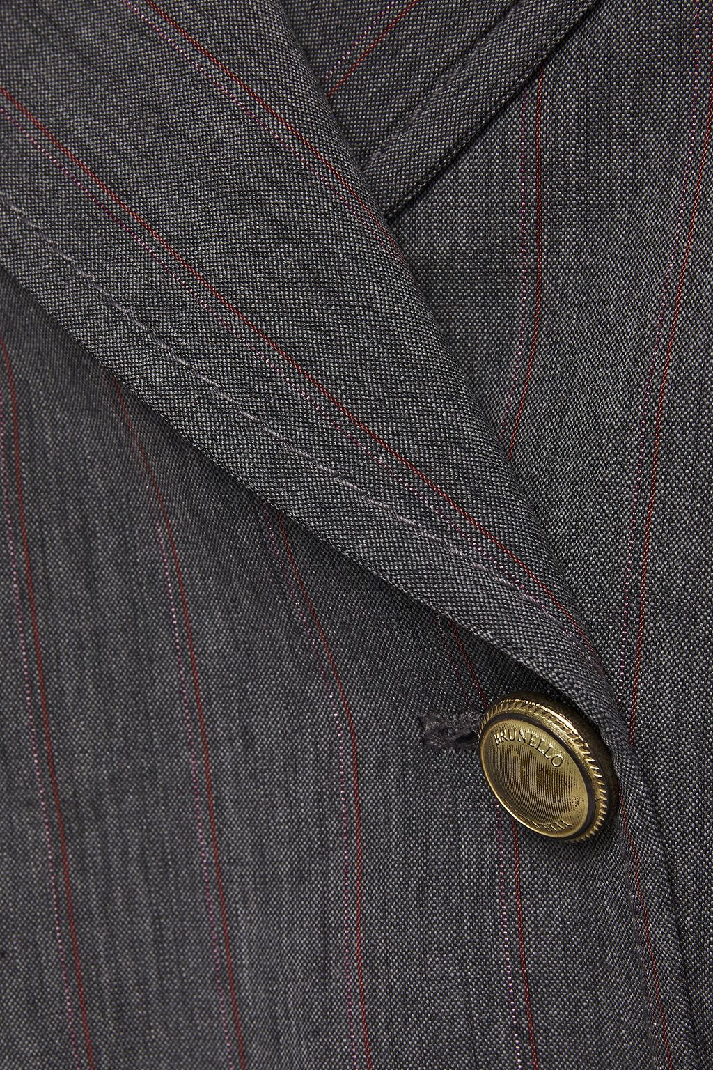 BRUNELLO CUCINELLI Double-breasted belted pinstriped wool jumpsuit