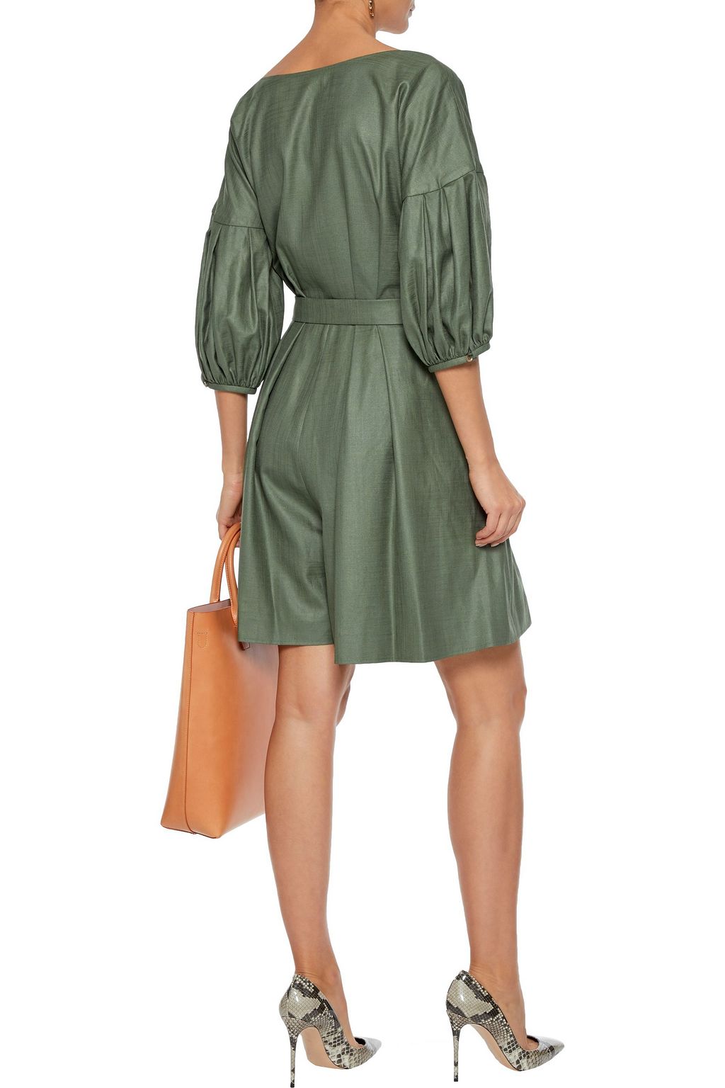 ADEAM Wrap-effect pleated woven playsuit