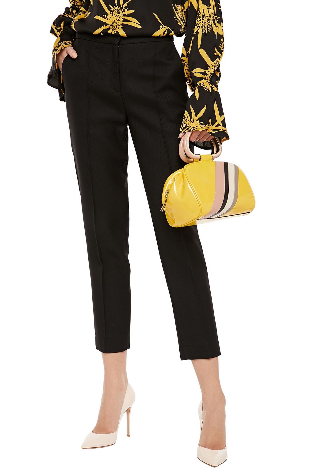 TORY BURCH Striped patent-leather shoulder bag