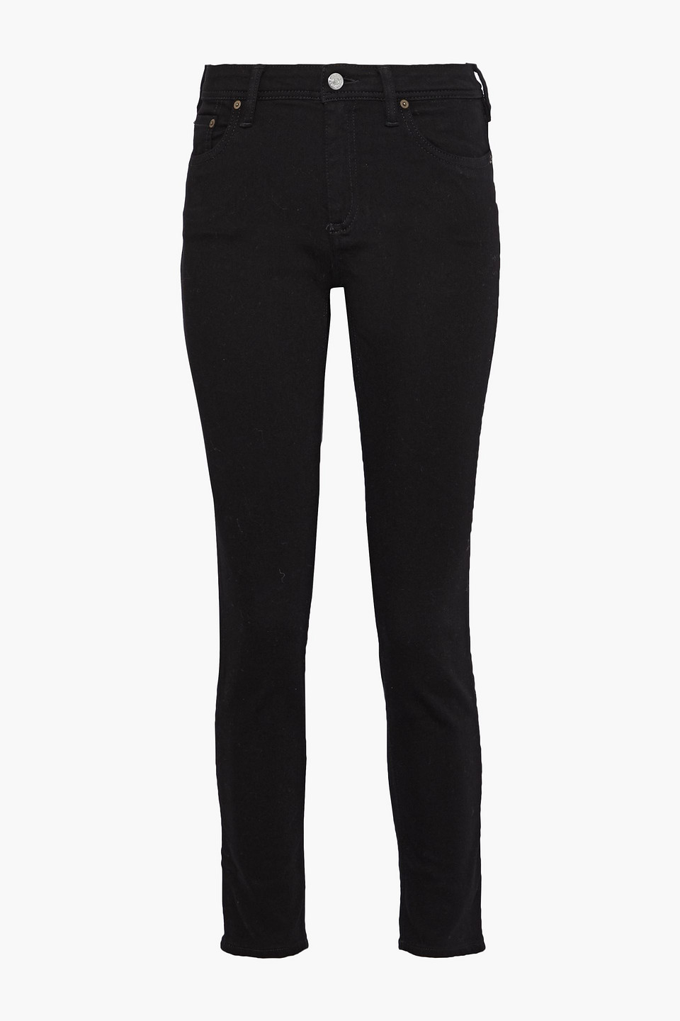 acne studios - mid-rise skinny jeans - black - 25w-32l