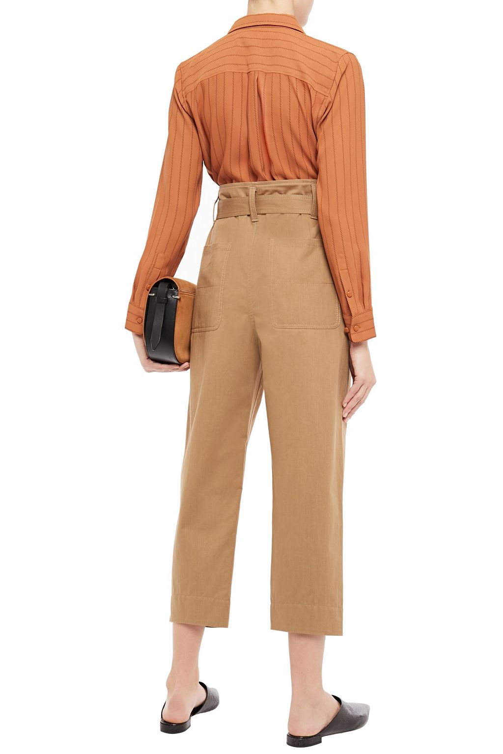 BRUNELLO CUCINELLI Cropped belted cotton straight-leg pants