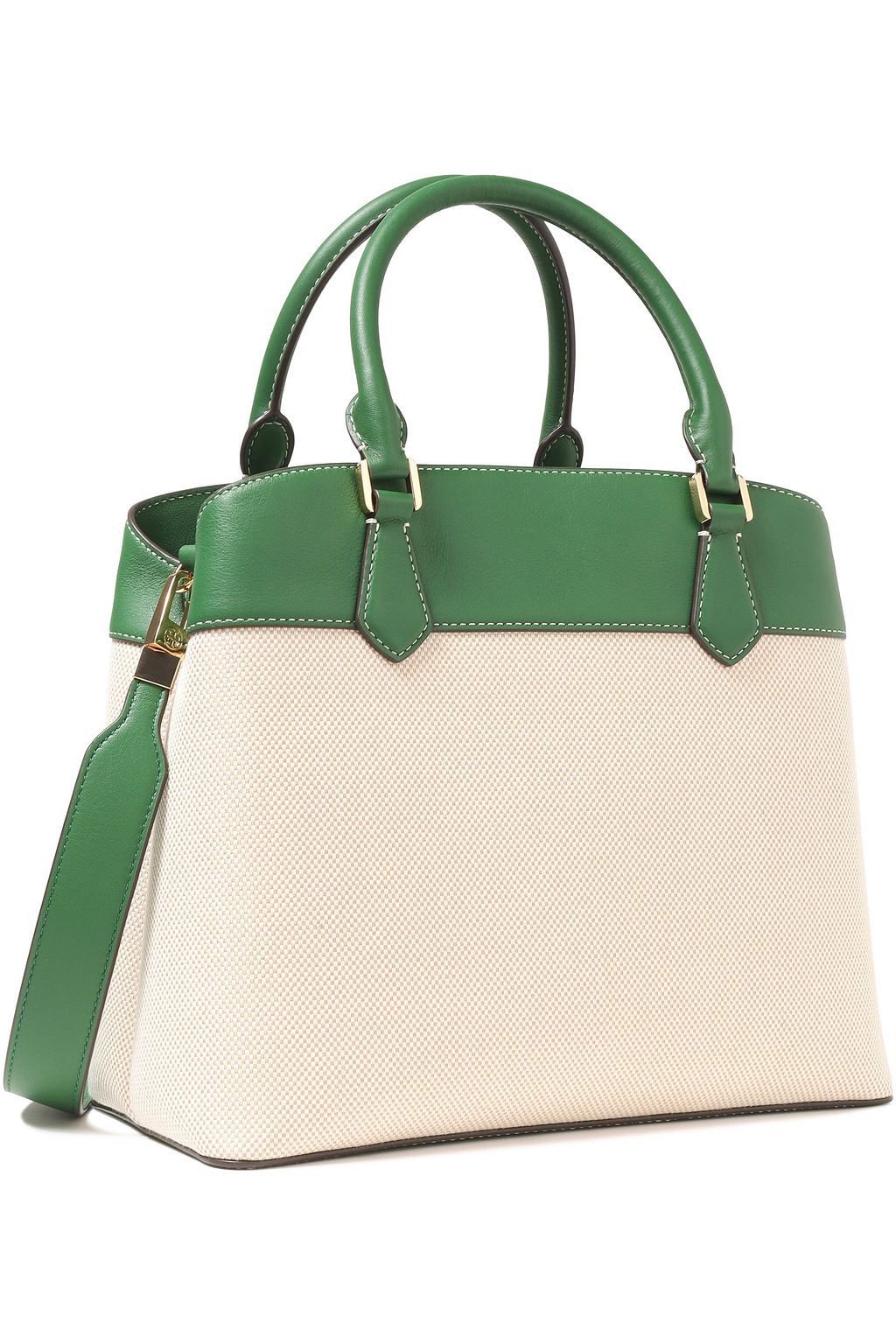 TORY BURCH Leather-trimmed canvas shoulder bag