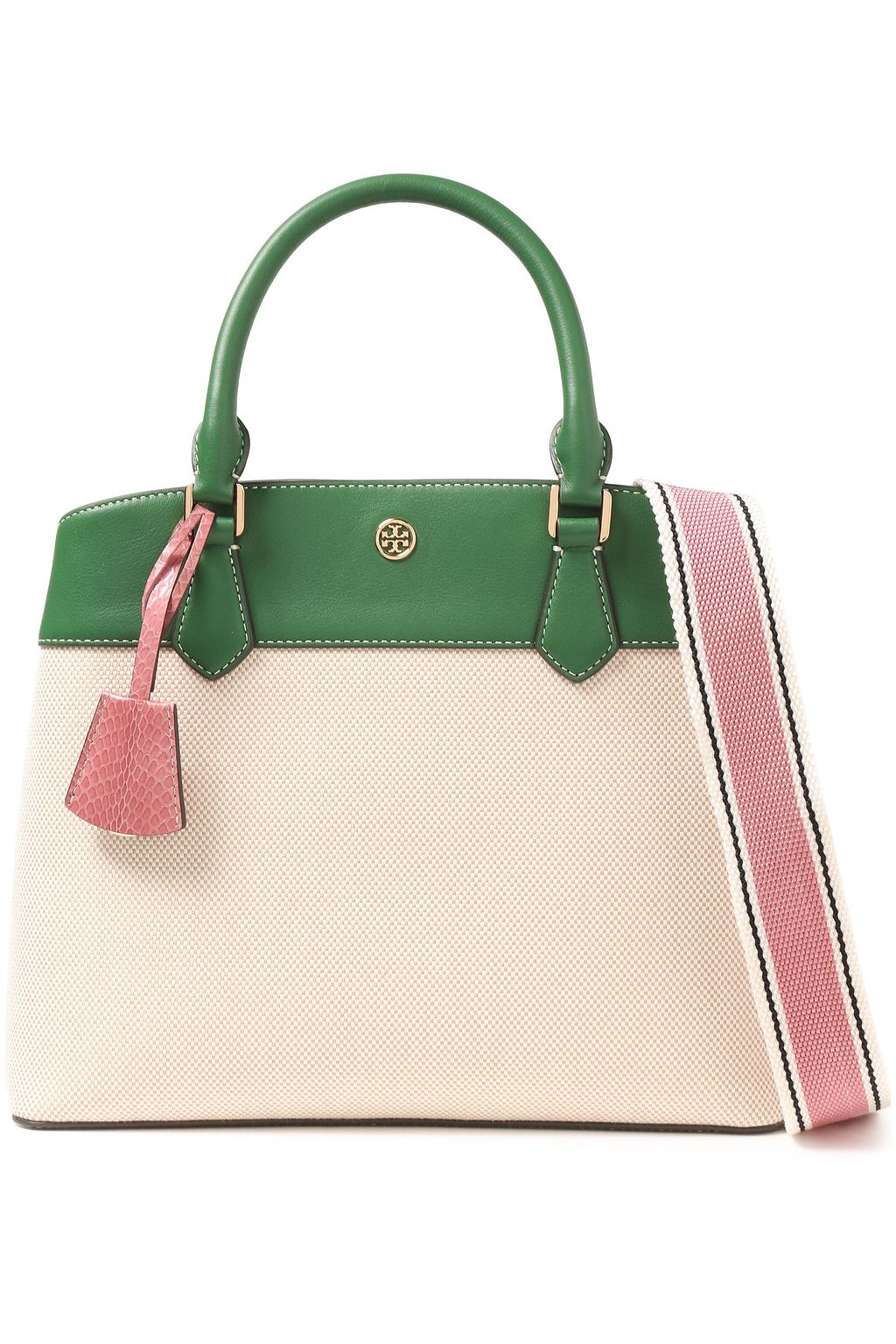 TORY BURCH Leather-trimmed canvas shoulder bag