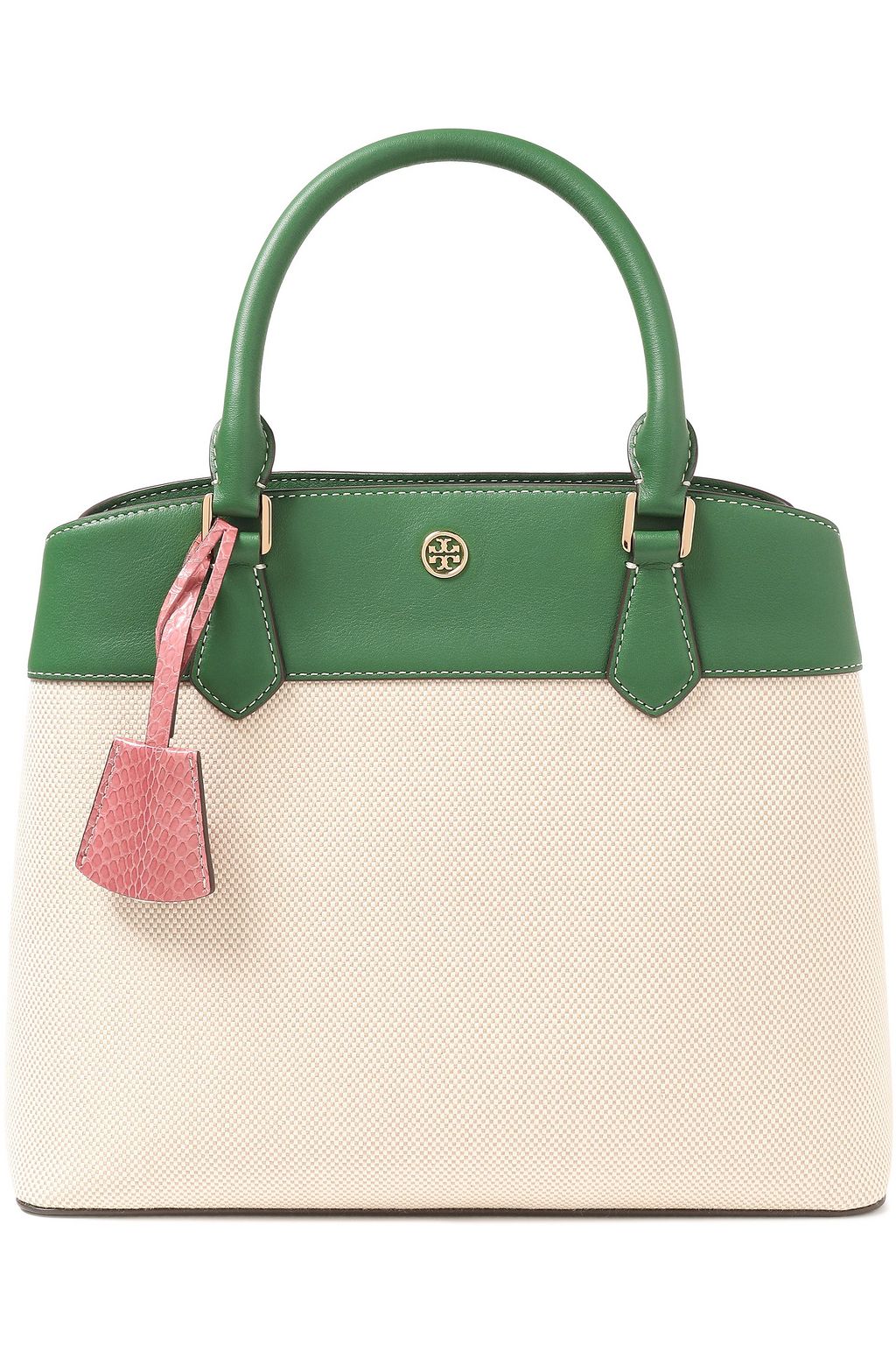 TORY BURCH Leather-trimmed canvas shoulder bag