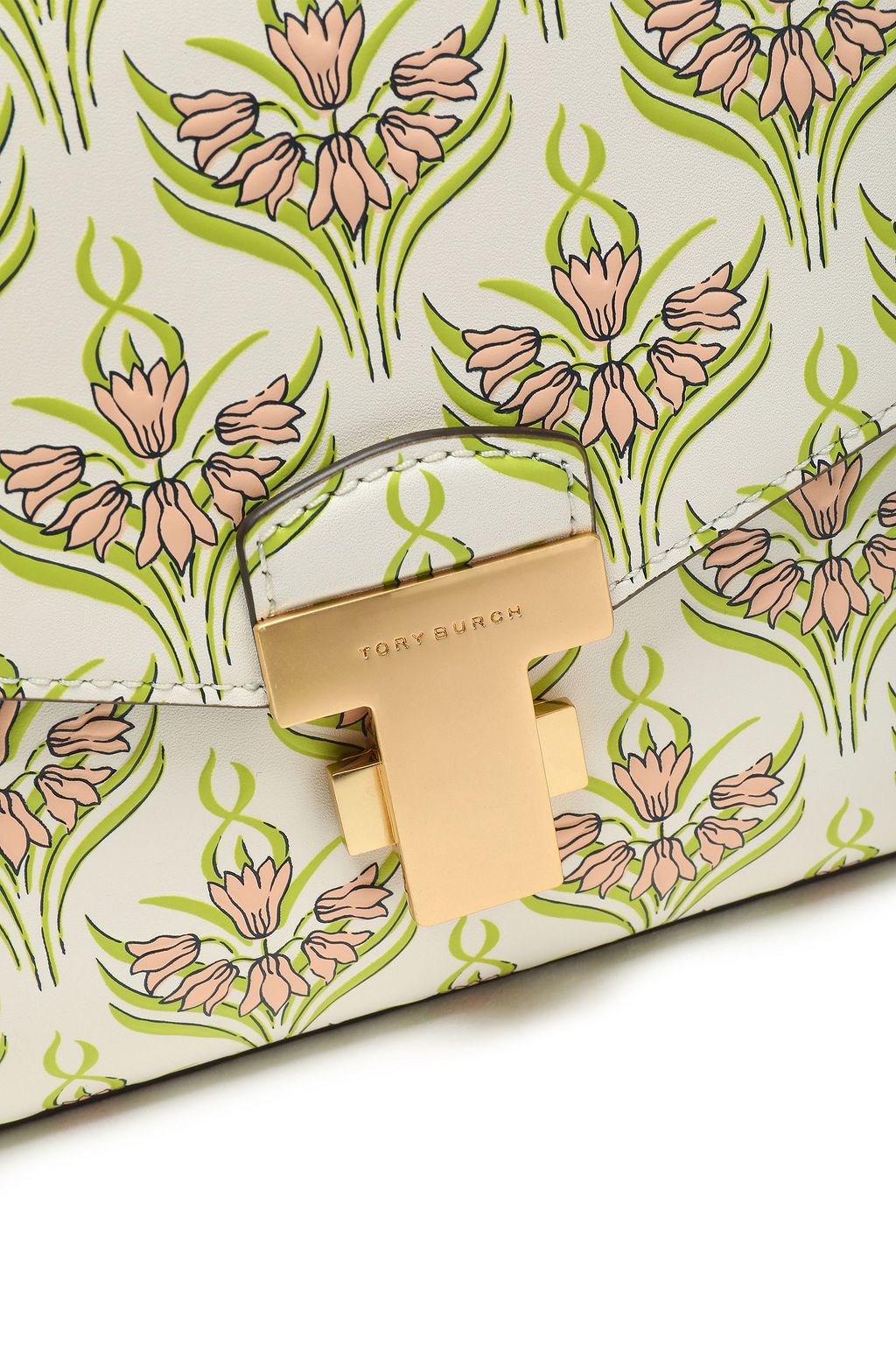 TORY BURCH Embossed floral-print leather shoulder bag