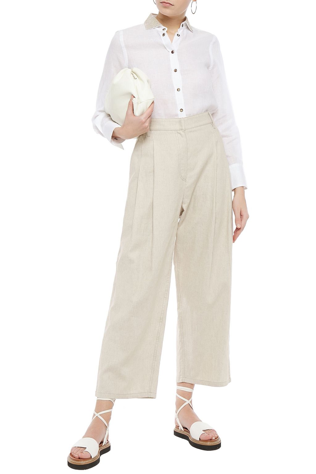 BRUNELLO CUCINELLI Embellished linen shirt