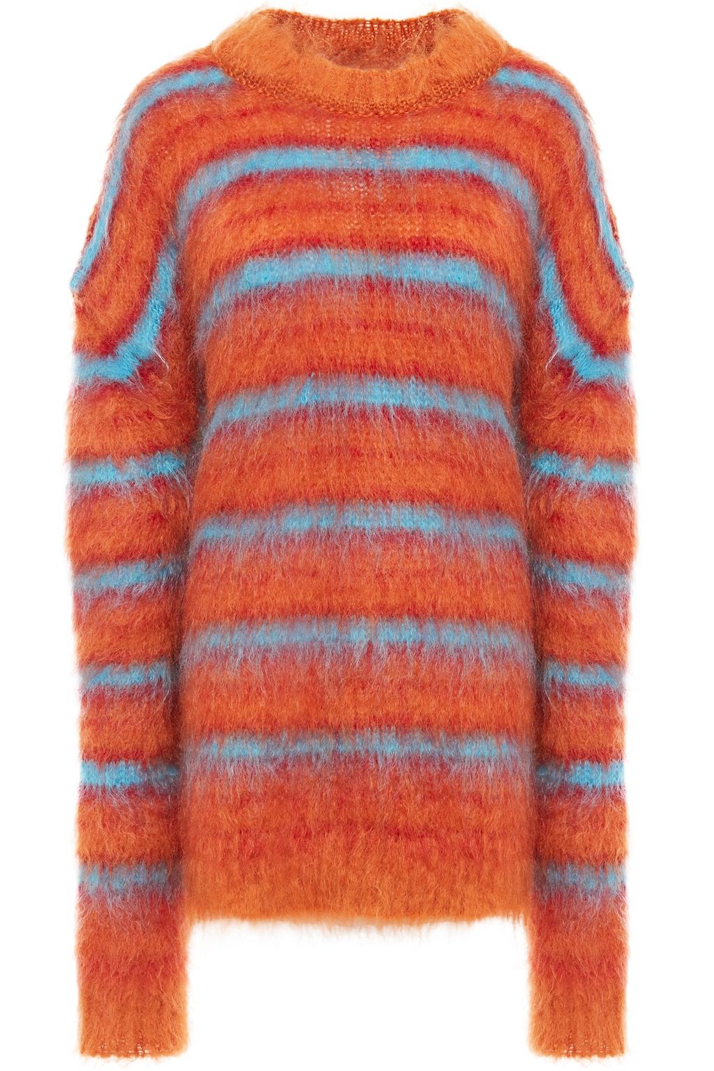 striped logo intarsia mohair wool blend sweater