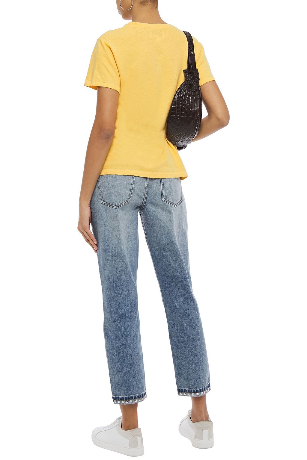 CURRENT/ELLIOTT The Turnt Fling cropped spiked mid-rise slim-leg jeans