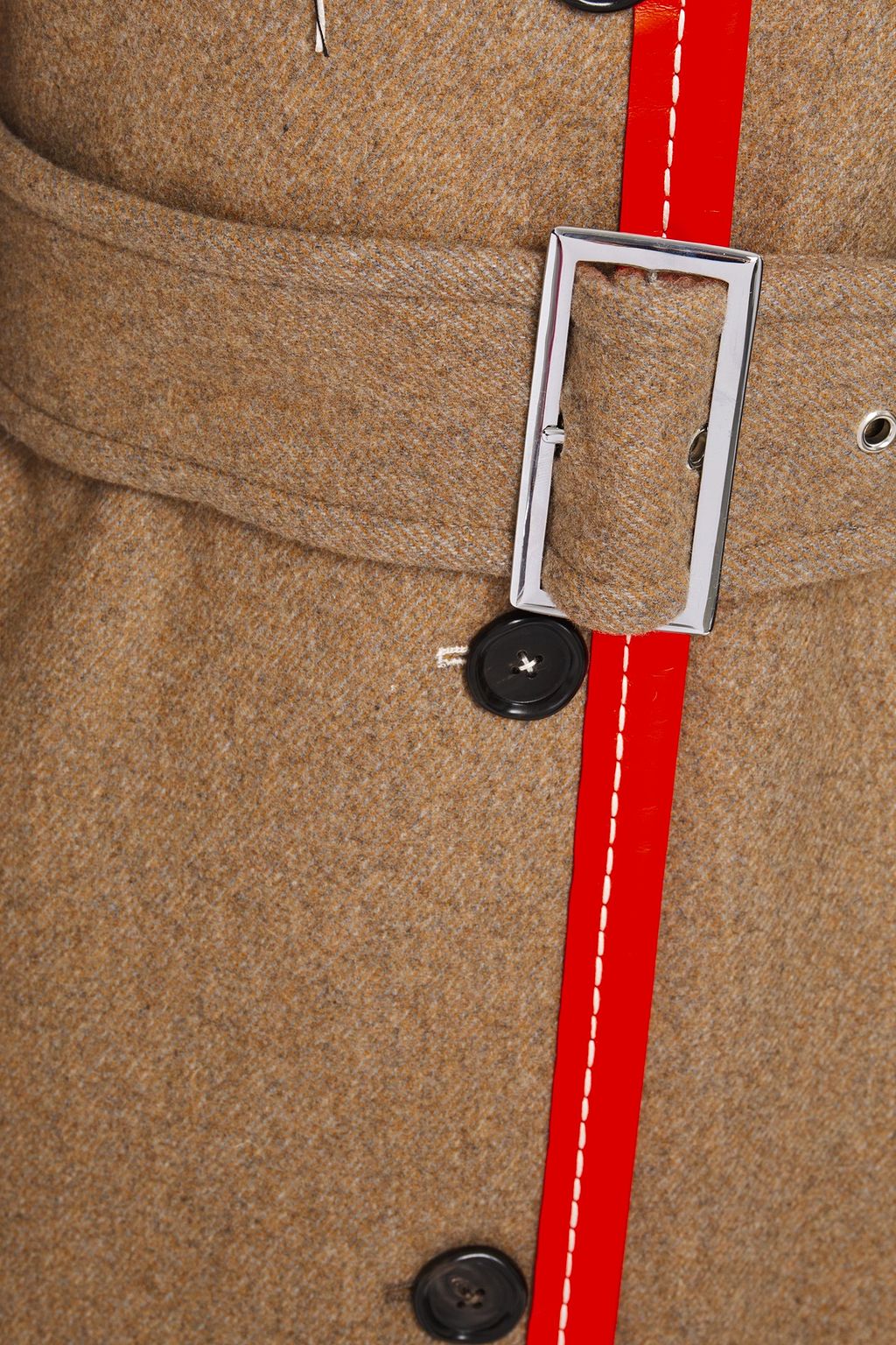 MARNI Faux leather-trimmed brushed wool-blend coat