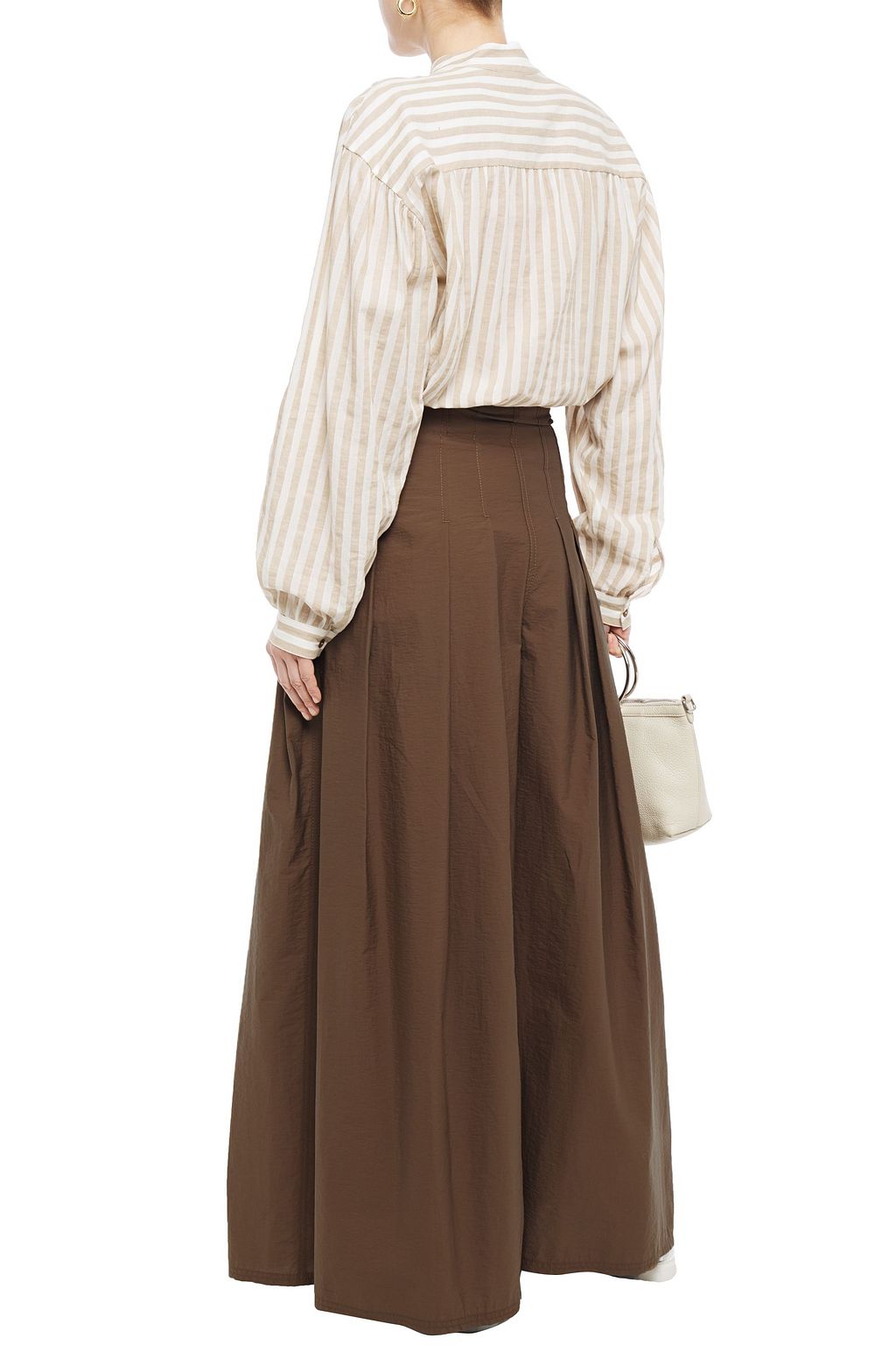 BRUNELLO CUCINELLI Pleated cotton-blend wide-leg pants