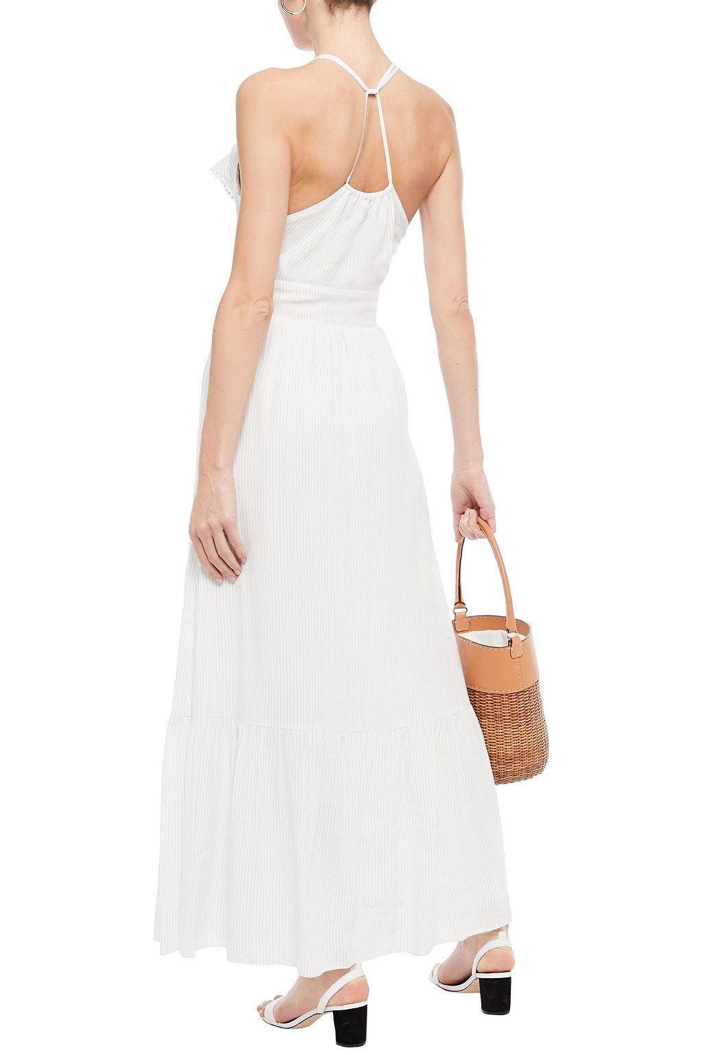 VANESSA BRUNO Picot-trimmed striped gauze maxi dress