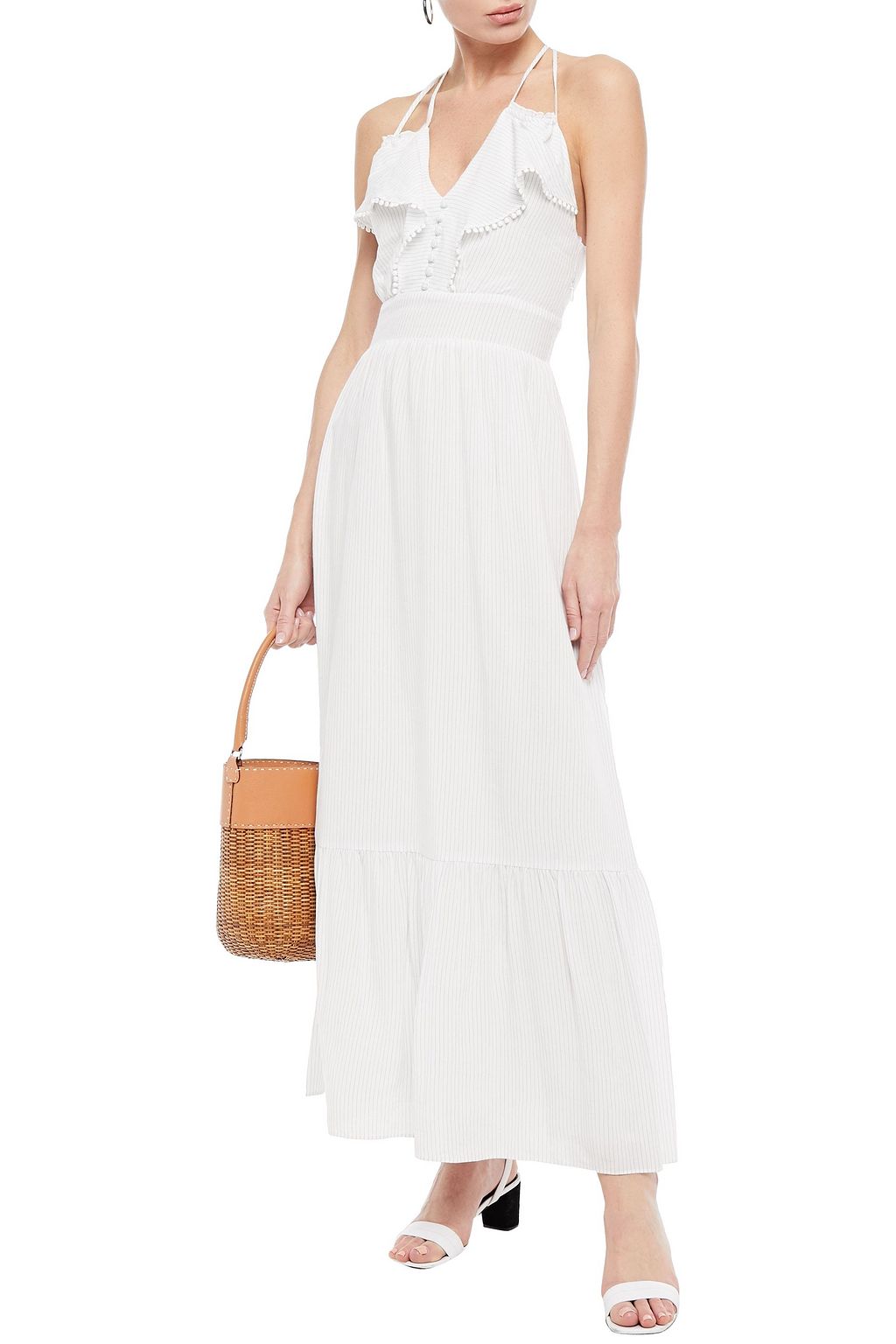 VANESSA BRUNO Picot-trimmed striped gauze maxi dress