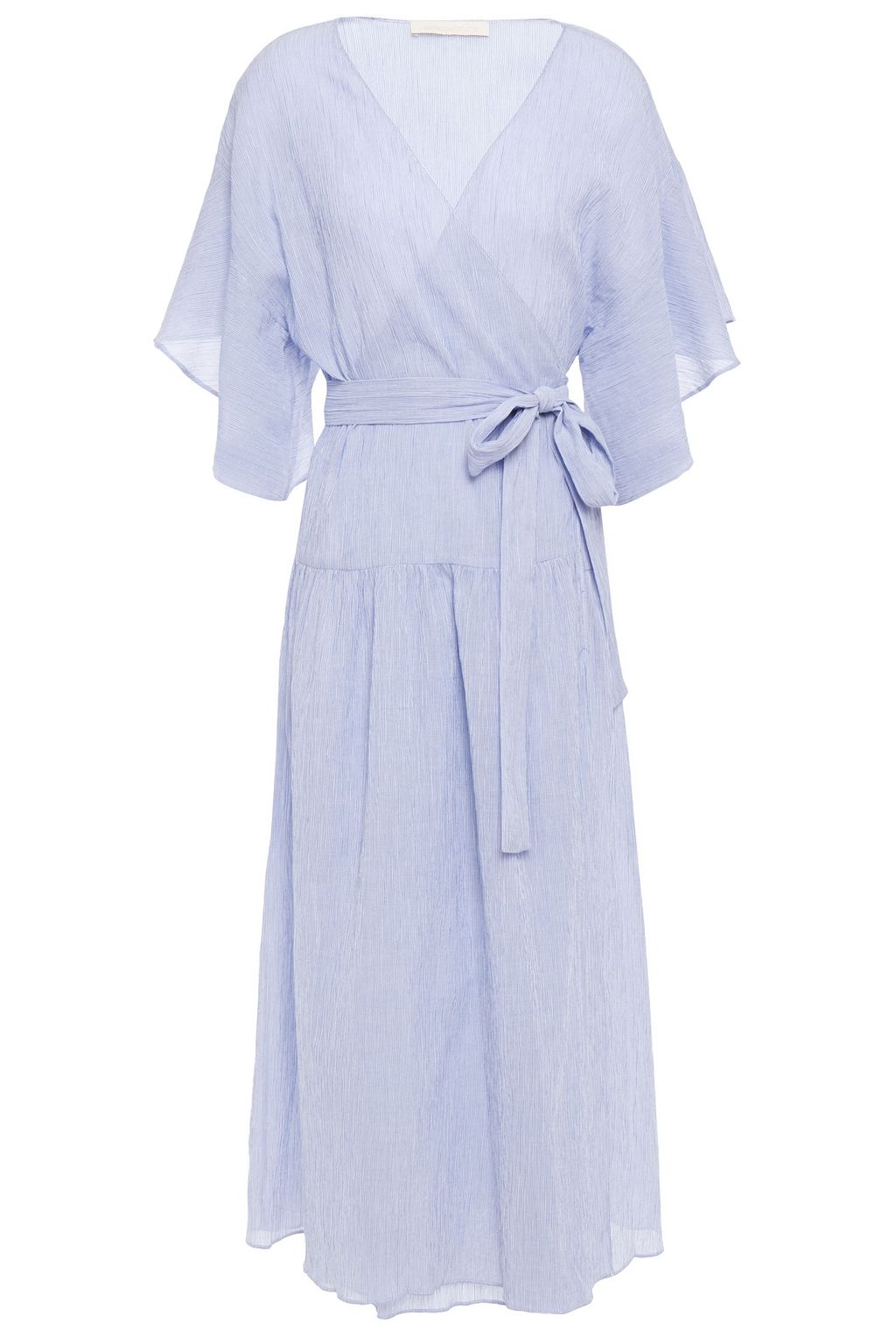 light blue midi wrap dress