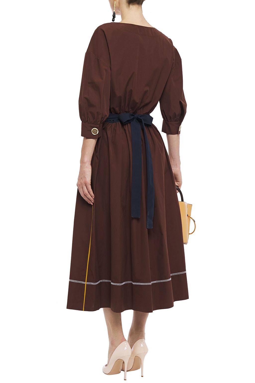 MARNI Pleated cotton-poplin midi dress