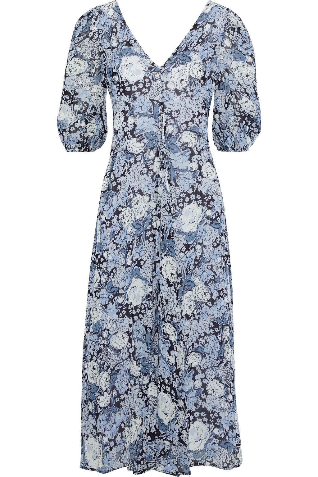 ganni blue floral dress