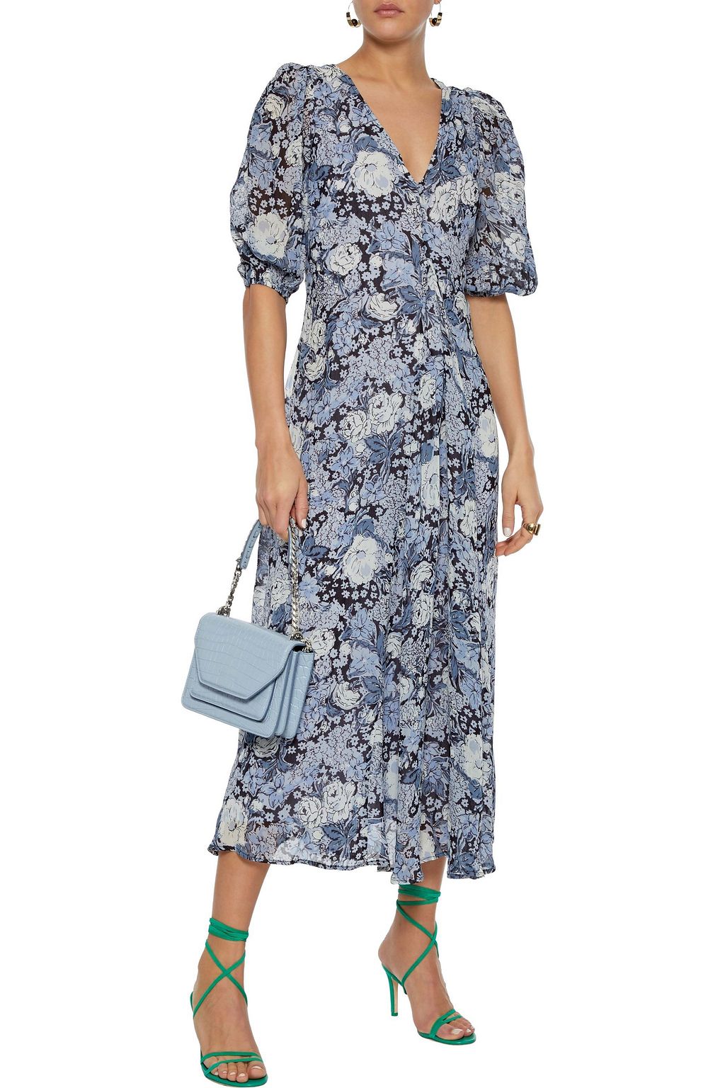ganni elm floral dress