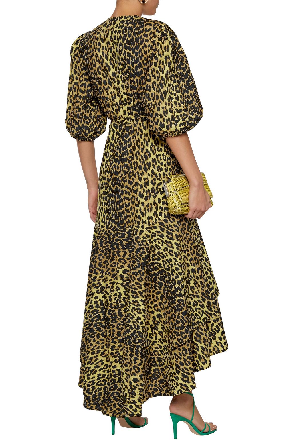 GANNI Bijou leopard-print cotton-poplin wrap midi dress