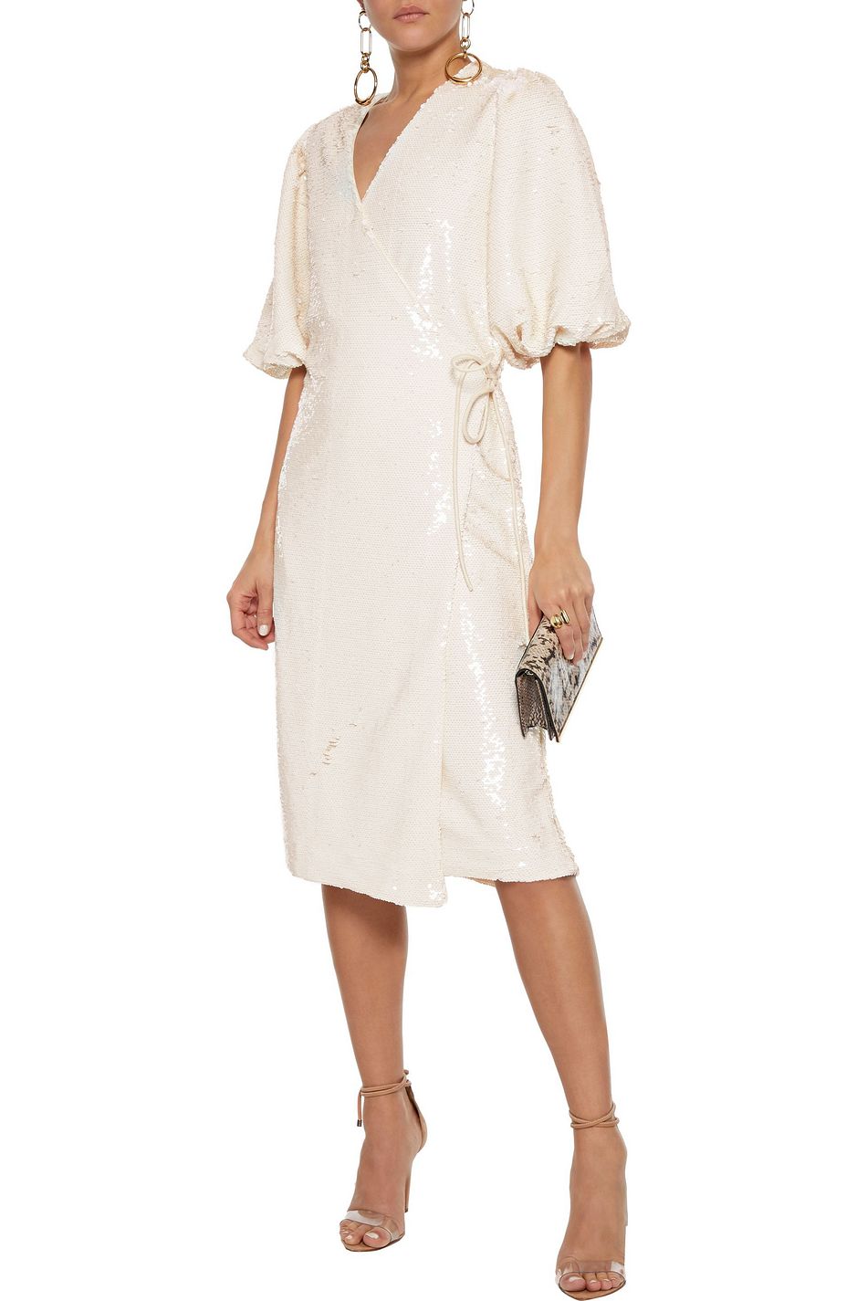 ganni sequin wrap dress