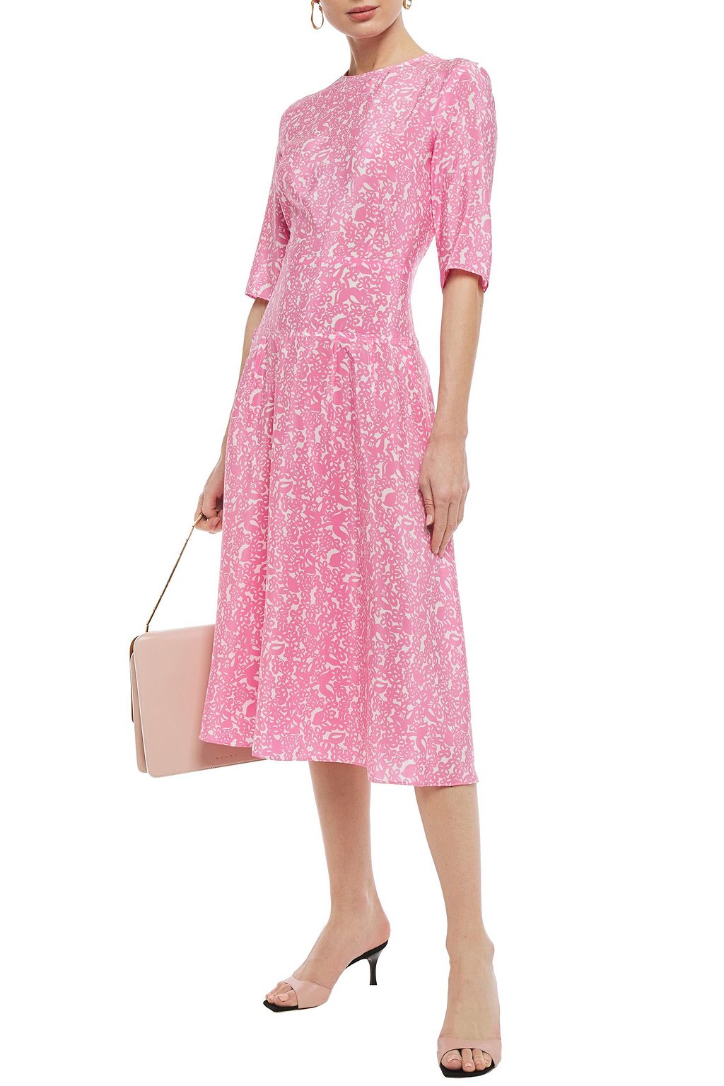 MARNI Lylee pleated printed silk-crepe midi dress