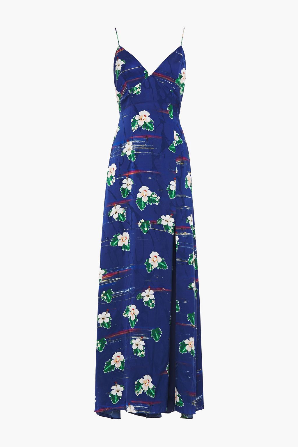 royal blue satin maxi dress